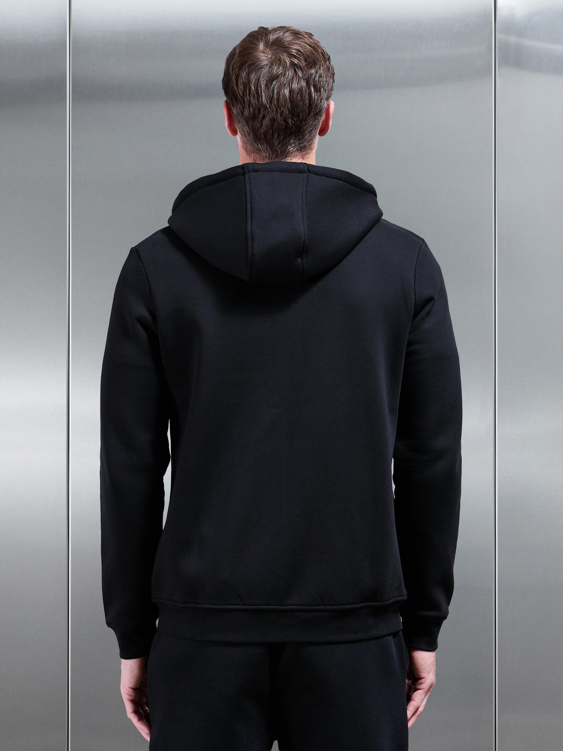 Essential Zip Through Hoodie in Black