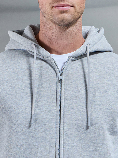 Essential Zip Through Hoodie in Marl Grey