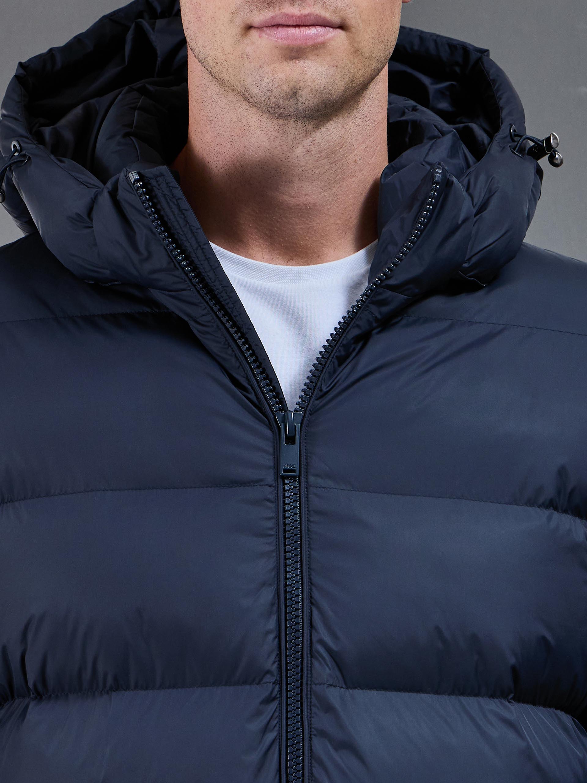 Essential Mid Length Puffer Jacket in Navy