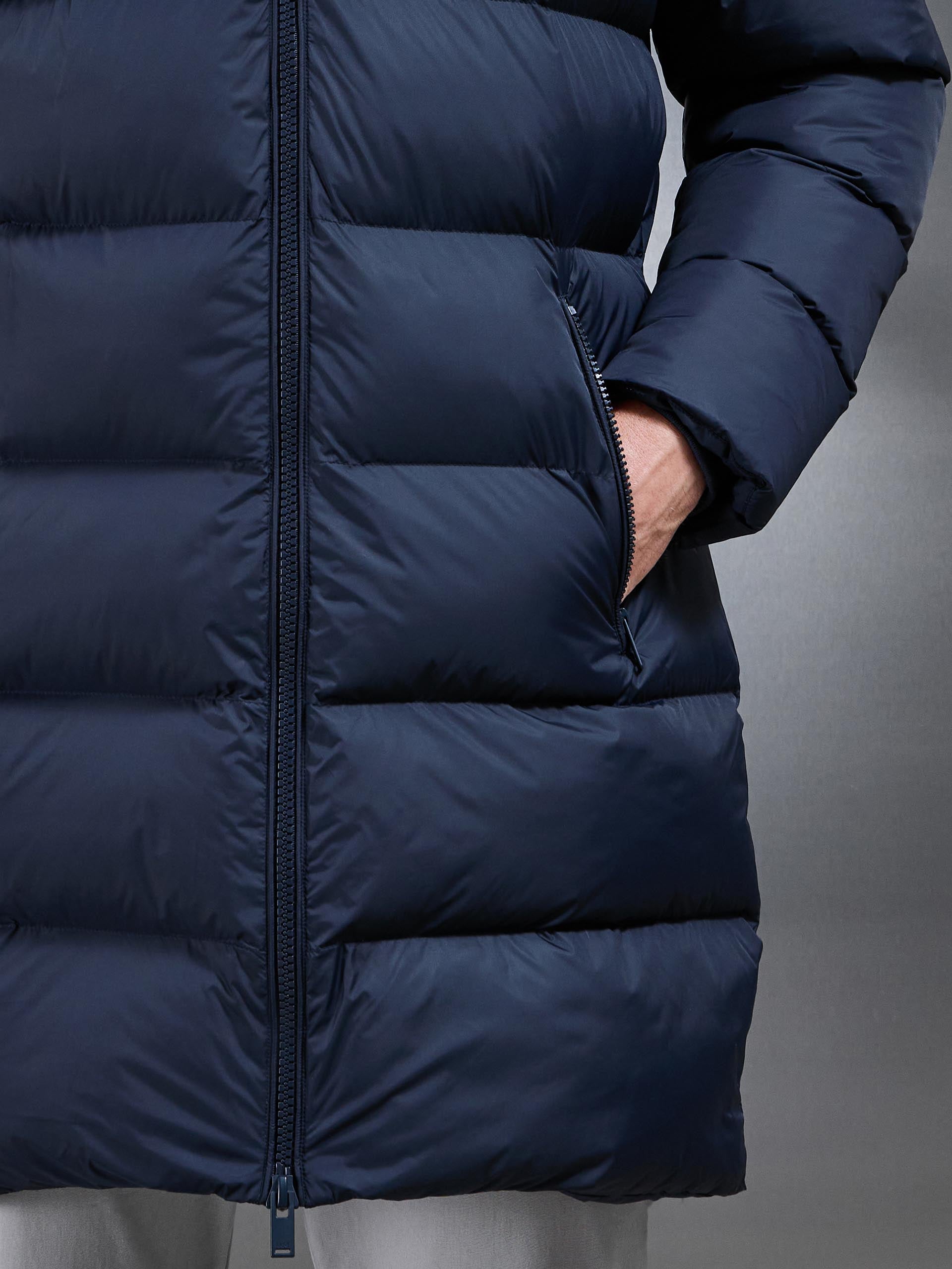 Essential Mid Length Puffer Jacket in Navy