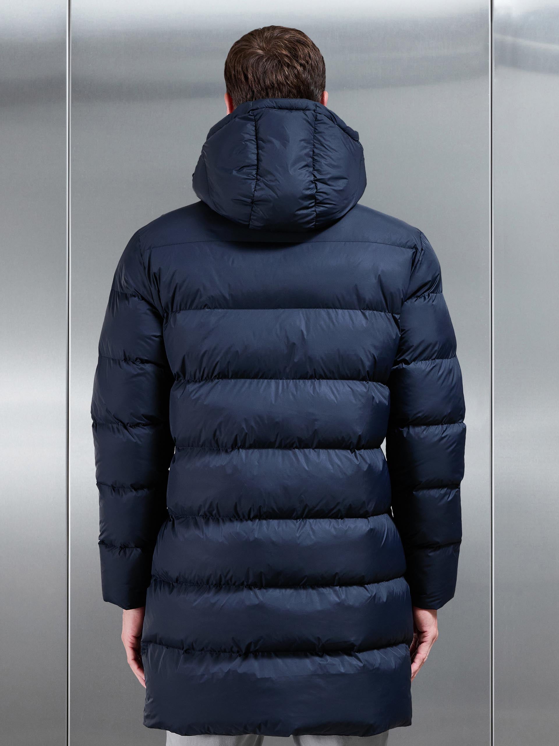 Essential Mid Length Puffer Jacket in Navy