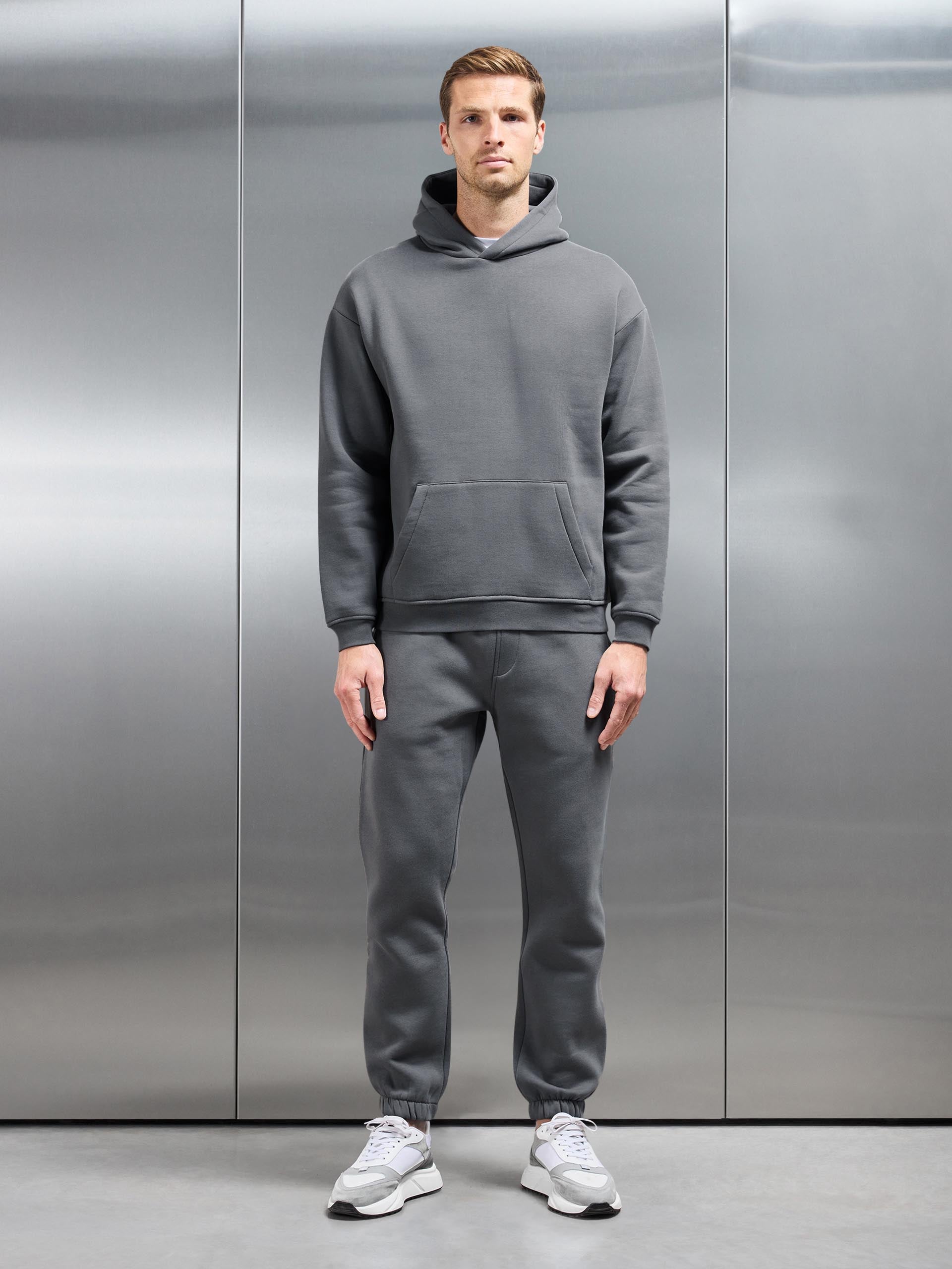 Essential Relaxed Jersey Hoodie in Grey