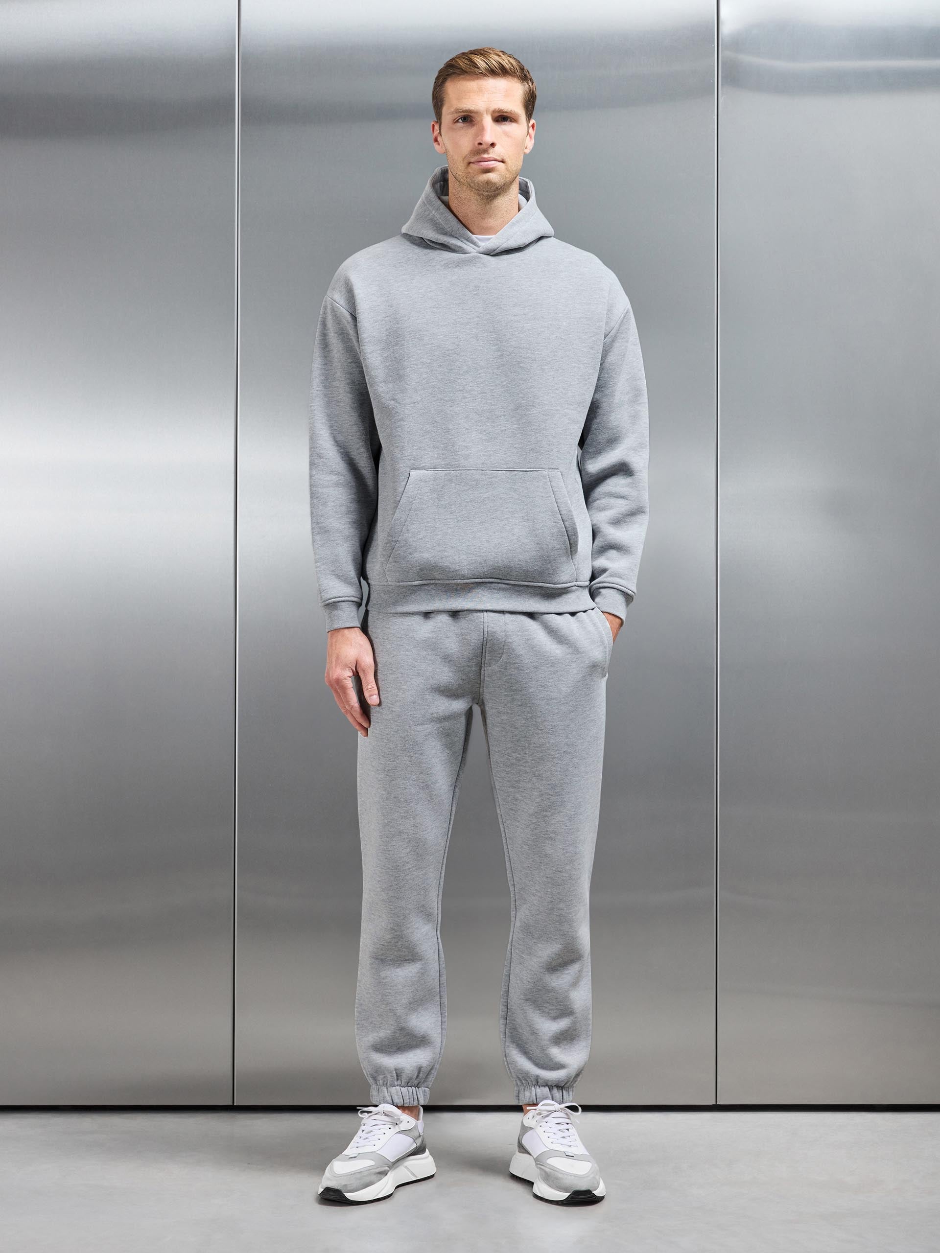 Essential Relaxed Jersey Hoodie in Marl Grey