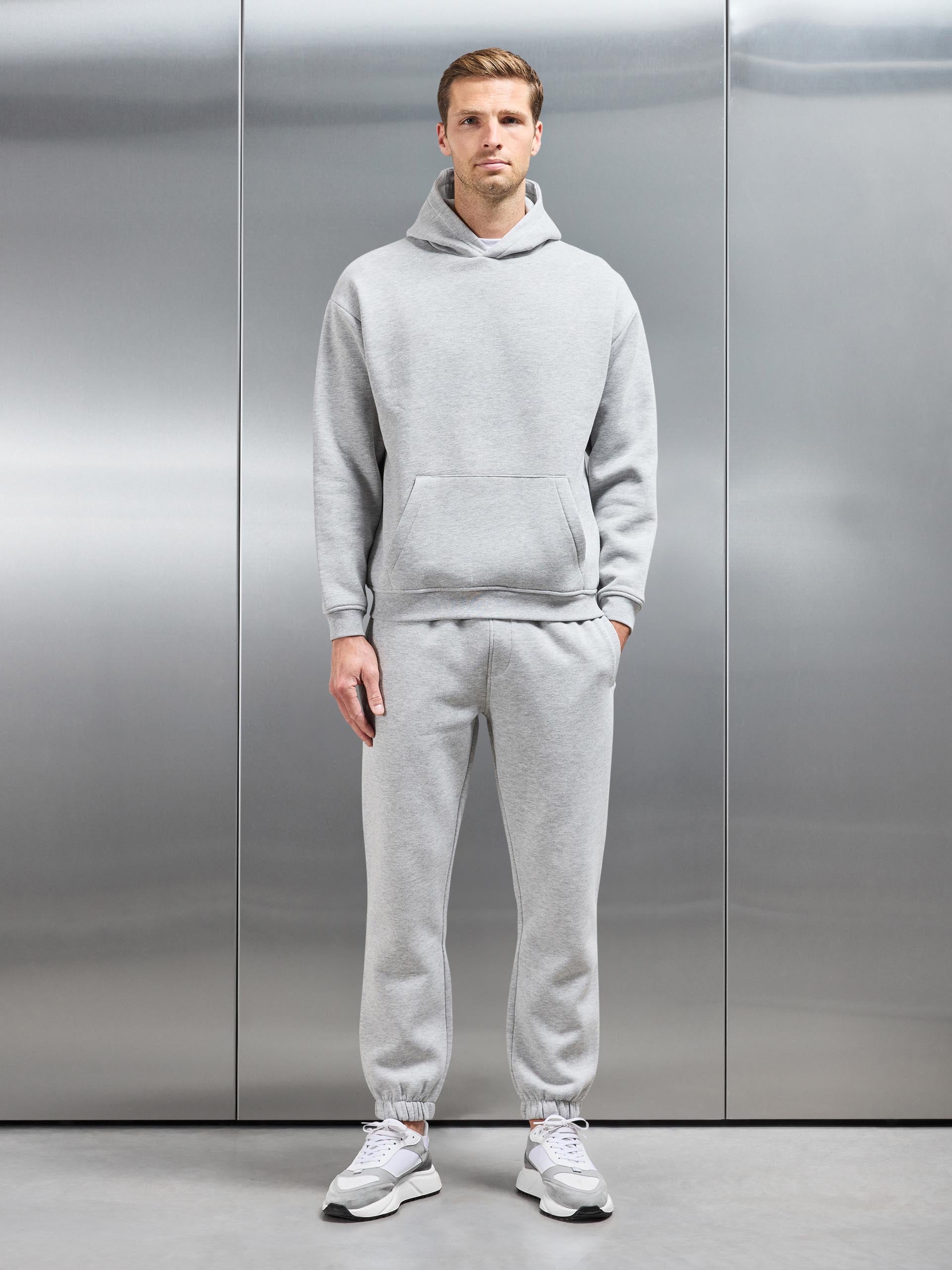 Essential Relaxed Fit Hoodie in Marl Grey