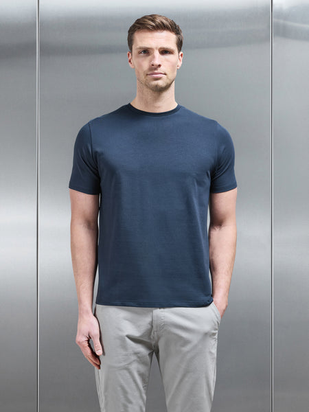 Essential Slim Fit Cotton Stretch T-Shirt in Navy