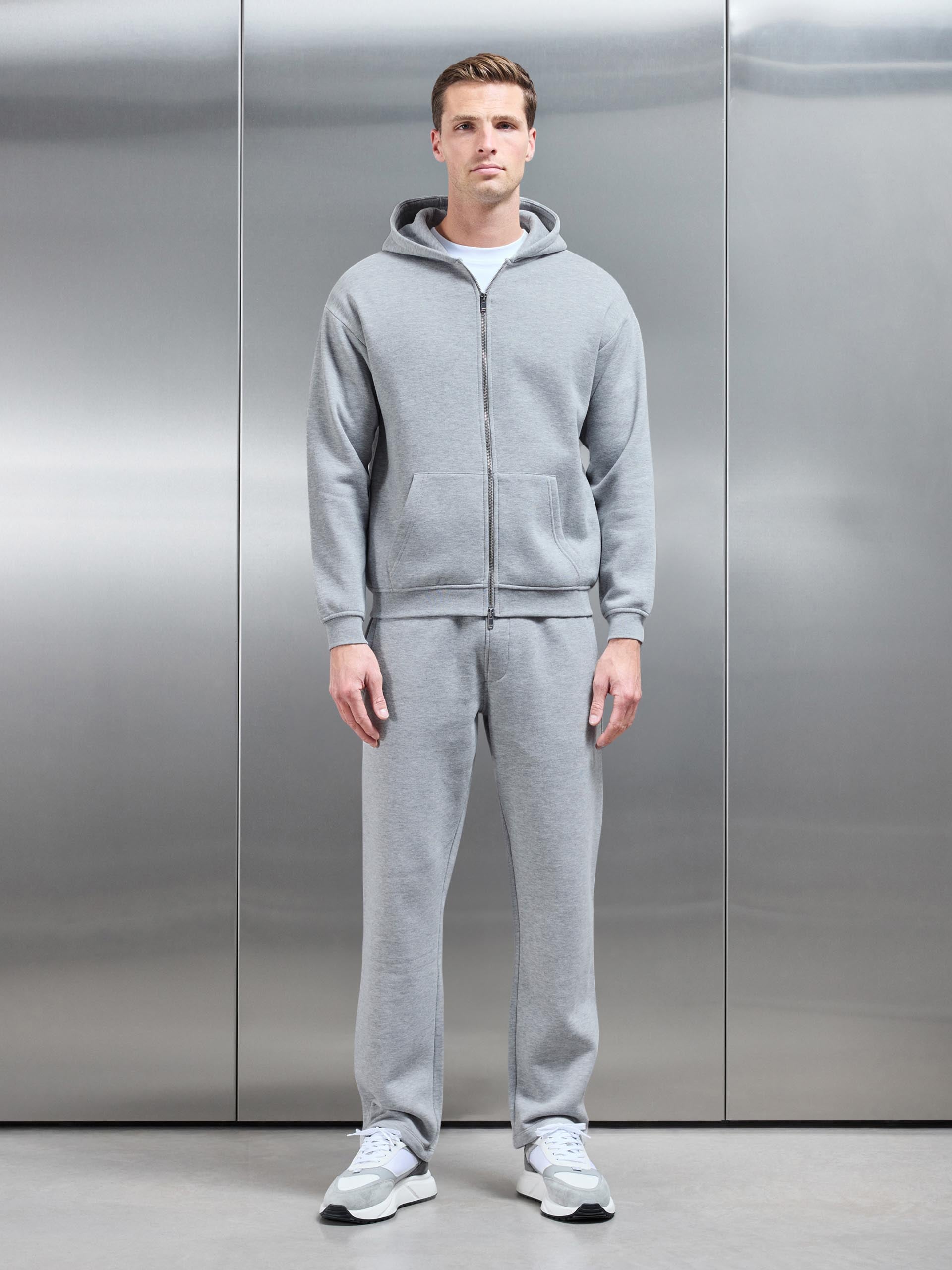 Essential Straight Leg Jersey Jogger in Marl Grey