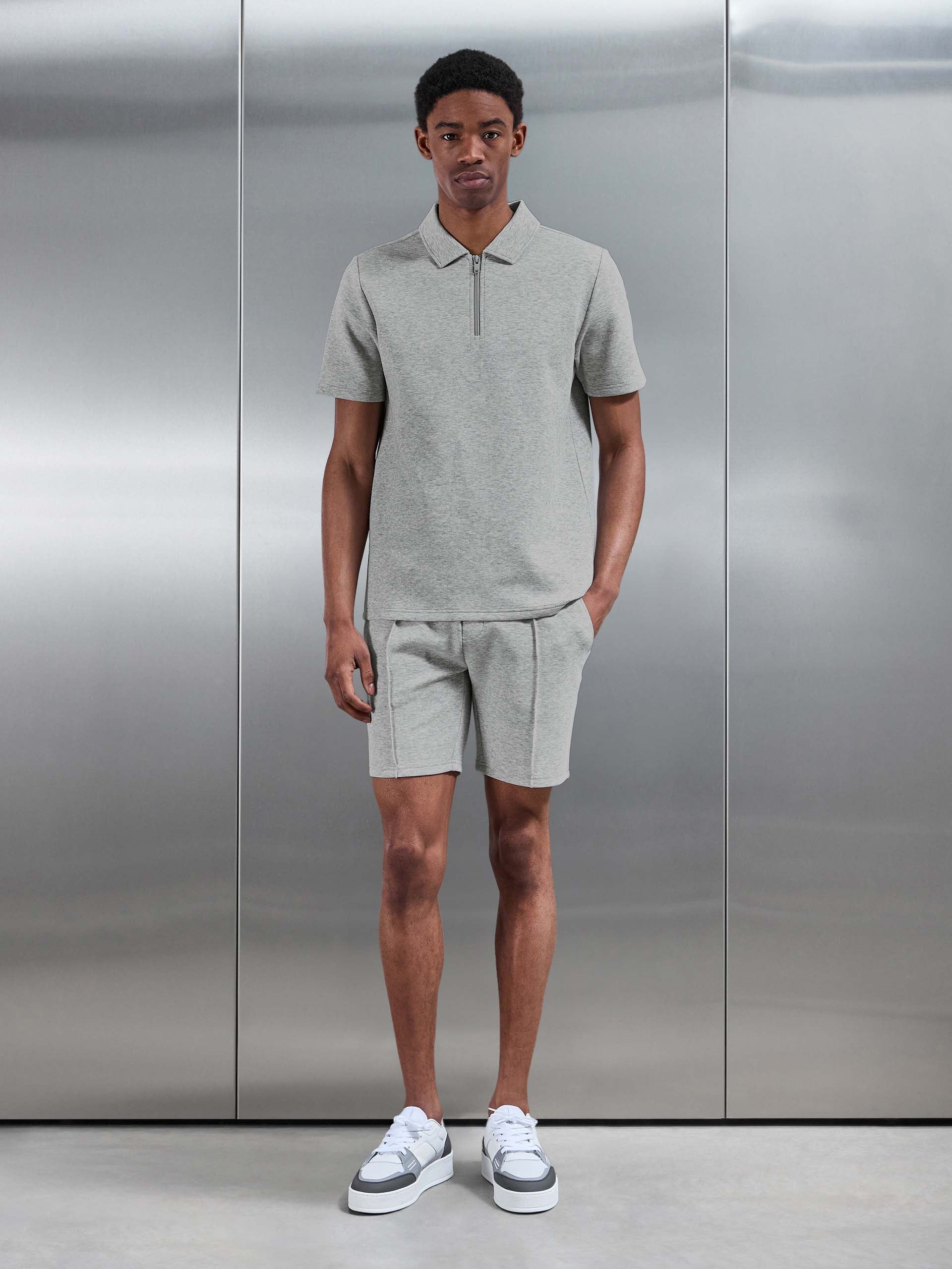 Everyday Luxe Polo Shirt in Marl Grey