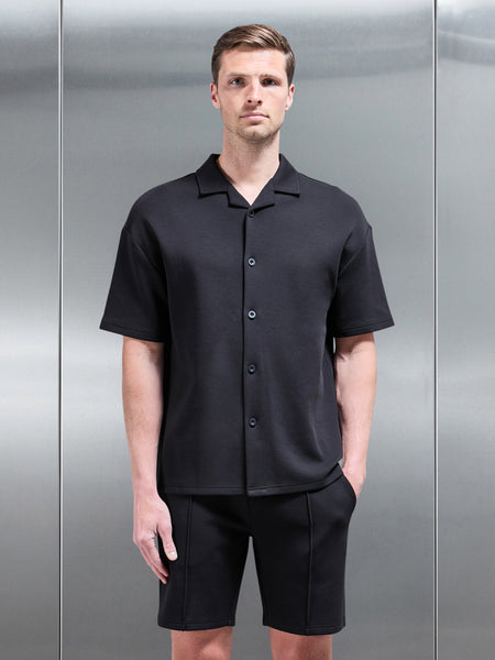 Everyday Luxe Revere Collar Shirt in Black