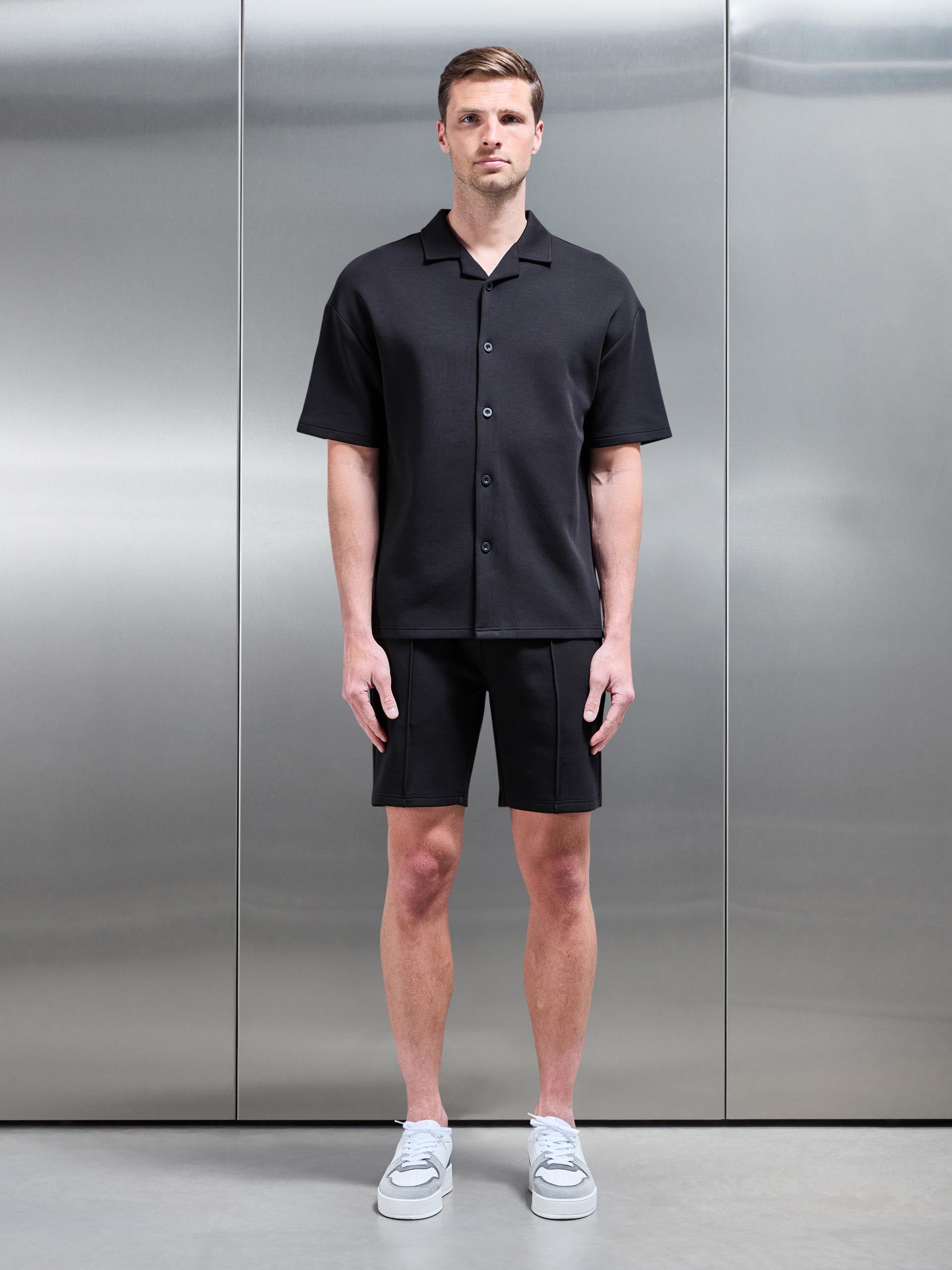 Everyday Luxe Revere Collar Shirt in Black