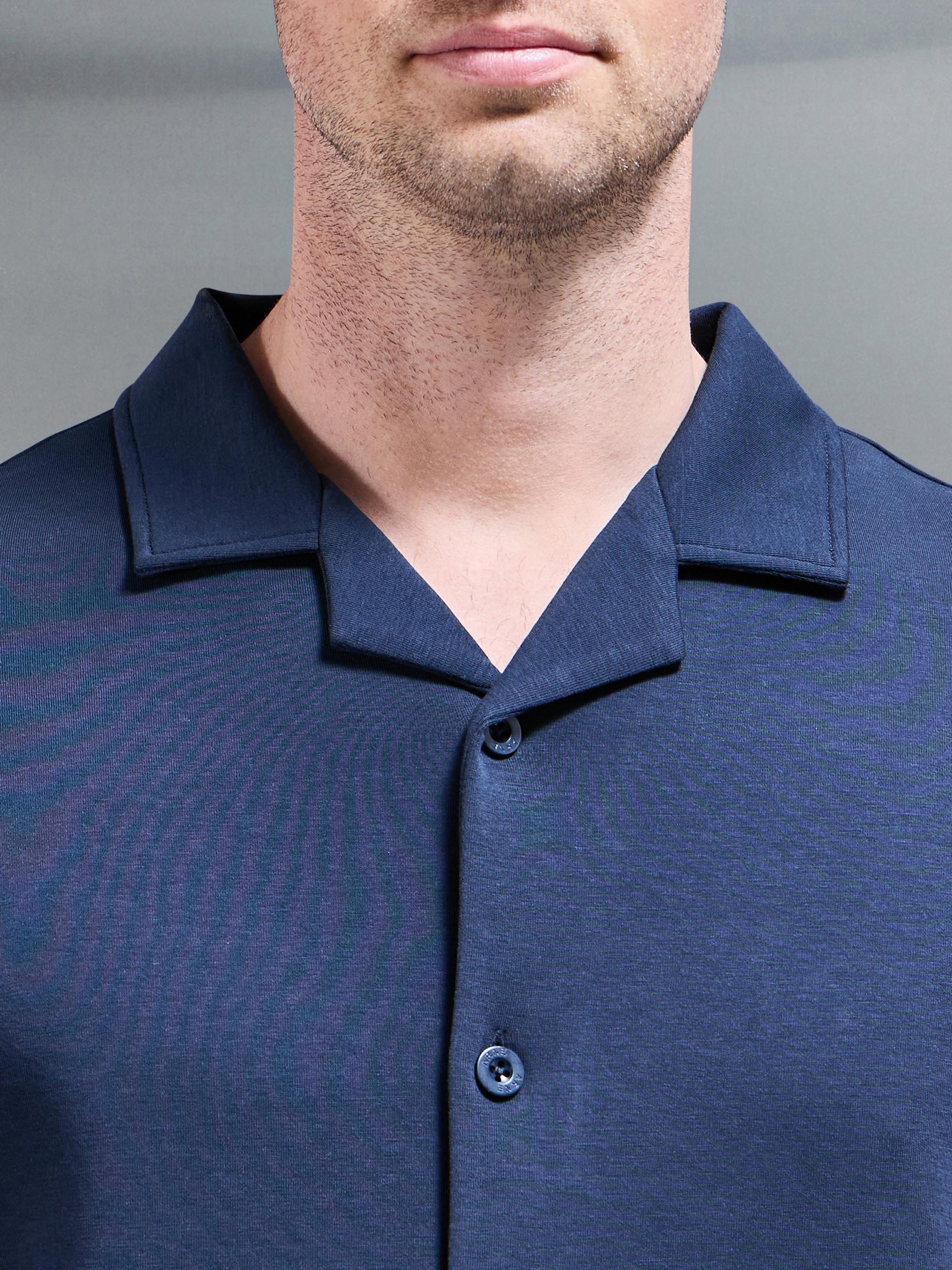 Everyday Luxe Revere Collar Shirt in Navy