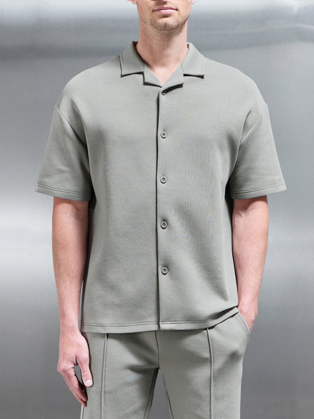 Everyday Luxe Revere Collar Shirt in Stone