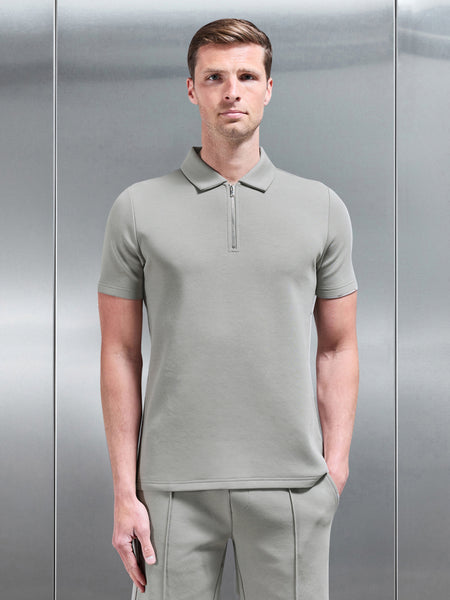Everyday Luxe Zip Polo Shirt in Stone