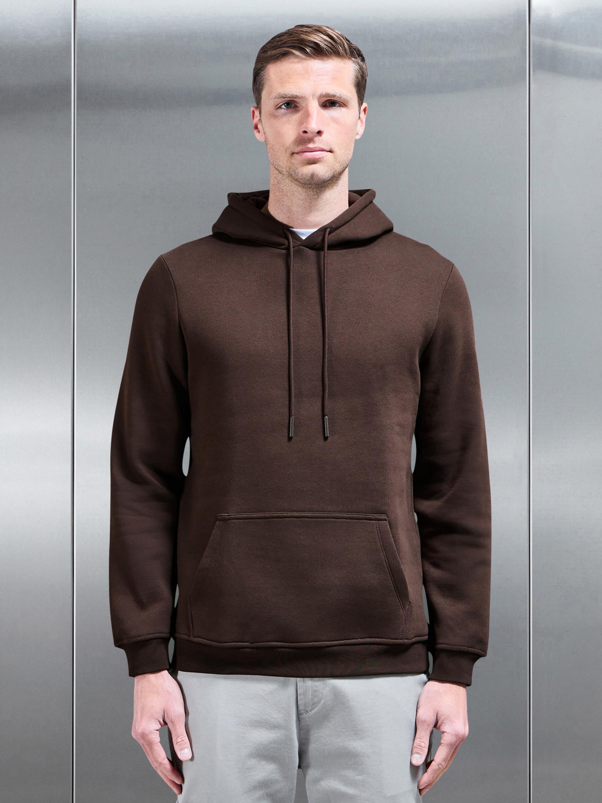 Essential Slim Fit Hoodie in Brown
