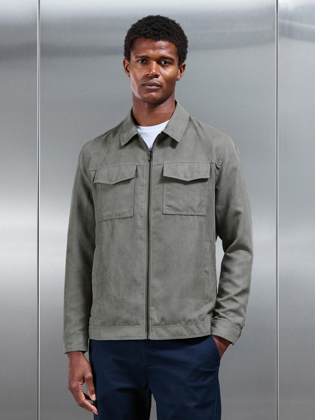 Faux Suede Face Print Trapeze Jacket main image 0