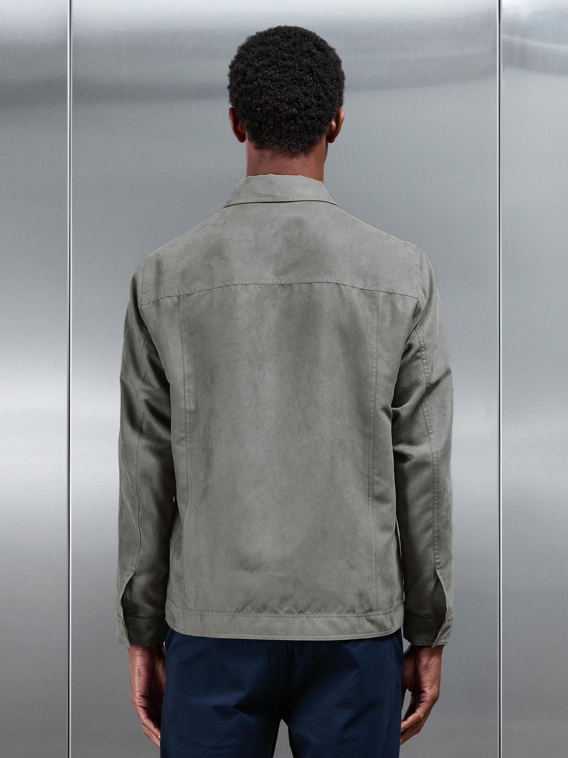 Faux Suede Jacket in Dark Stone