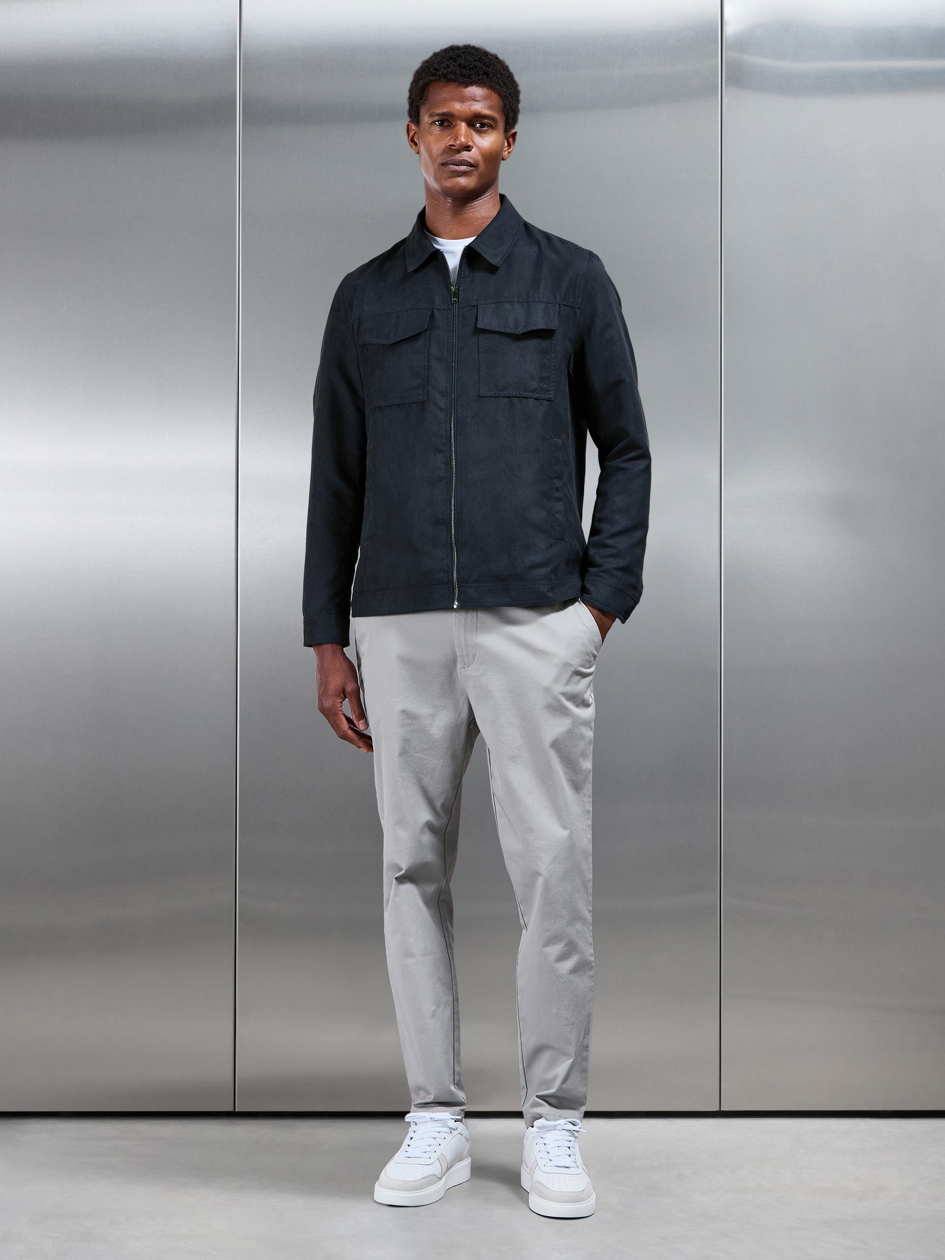 Faux Suede Jacket in Navy