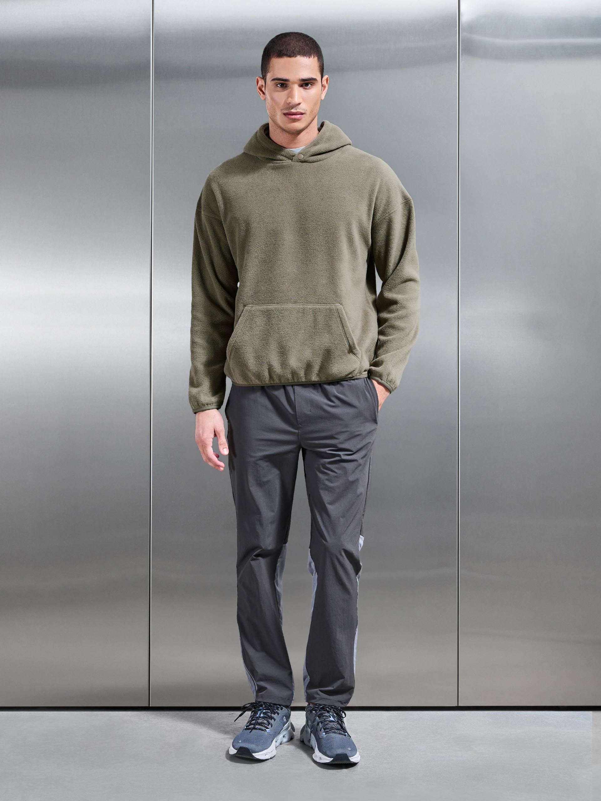 Fleece Relaxed Fit Hoodie in Olive