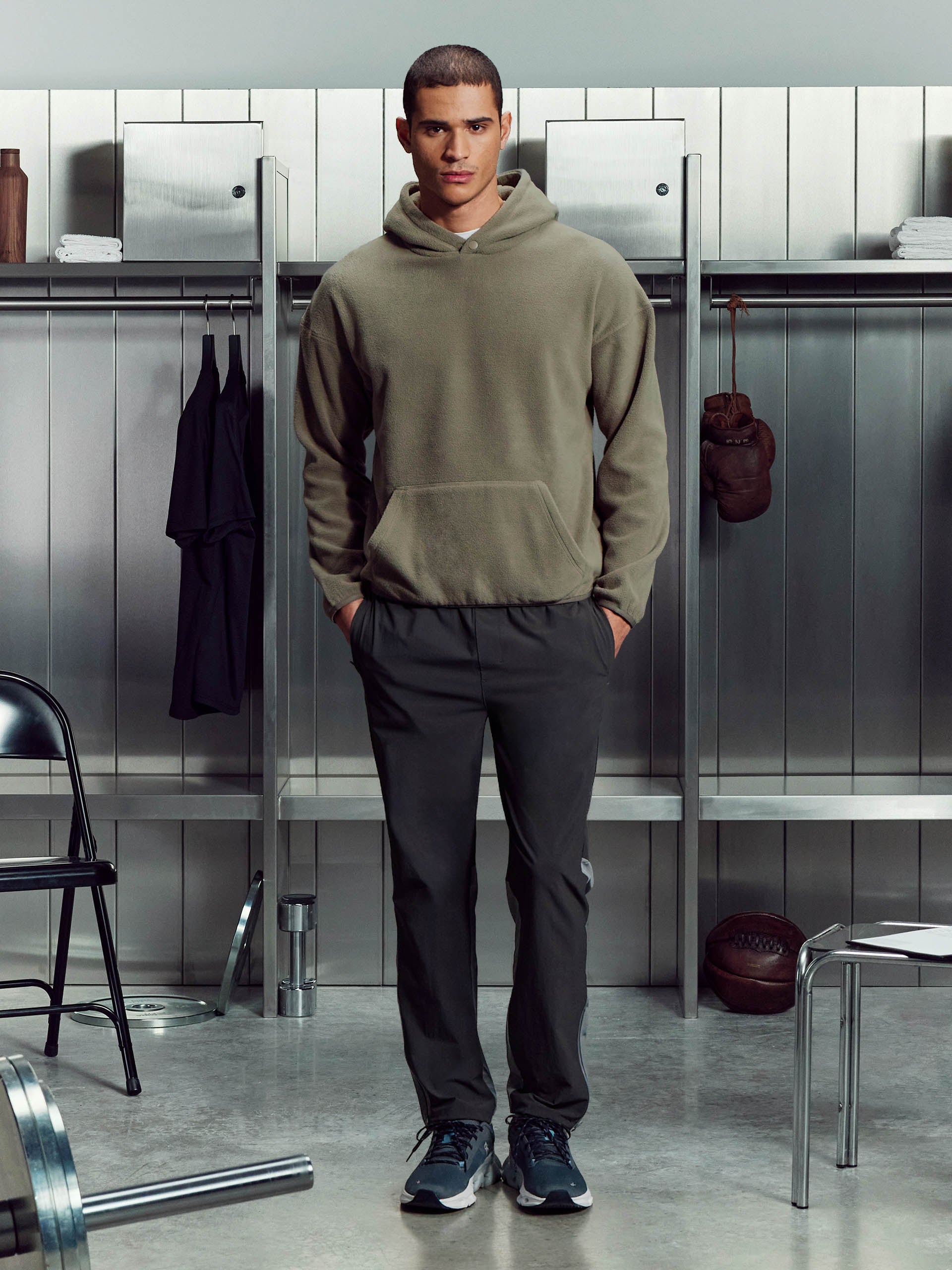Fleece Relaxed Fit Hoodie in Olive