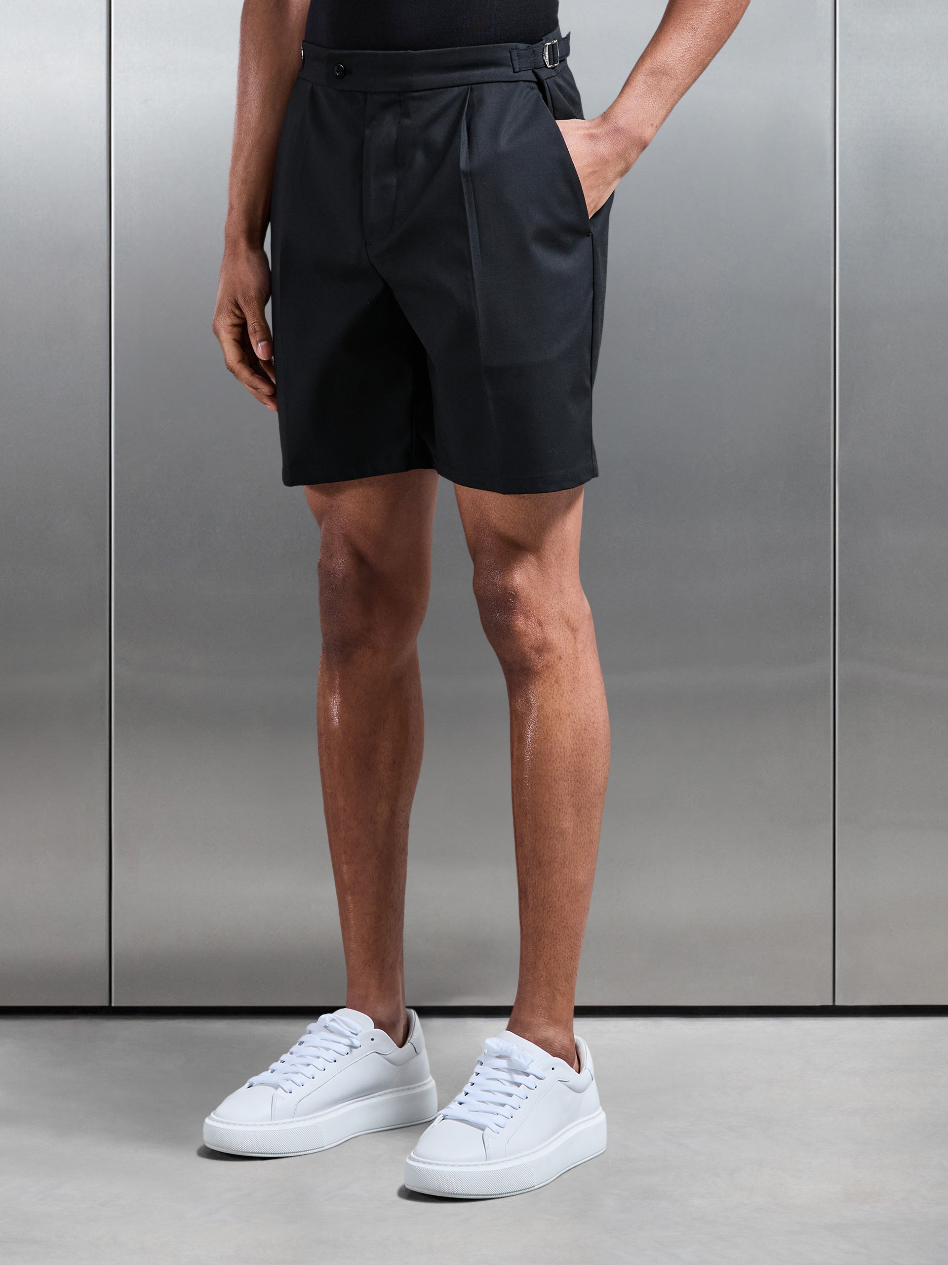 Formal Stretch Side Adjuster Short in Black