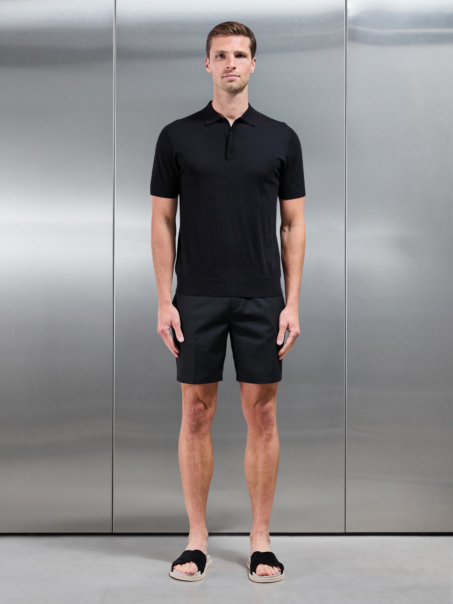 Formal Stretch Side Adjuster Short in Black