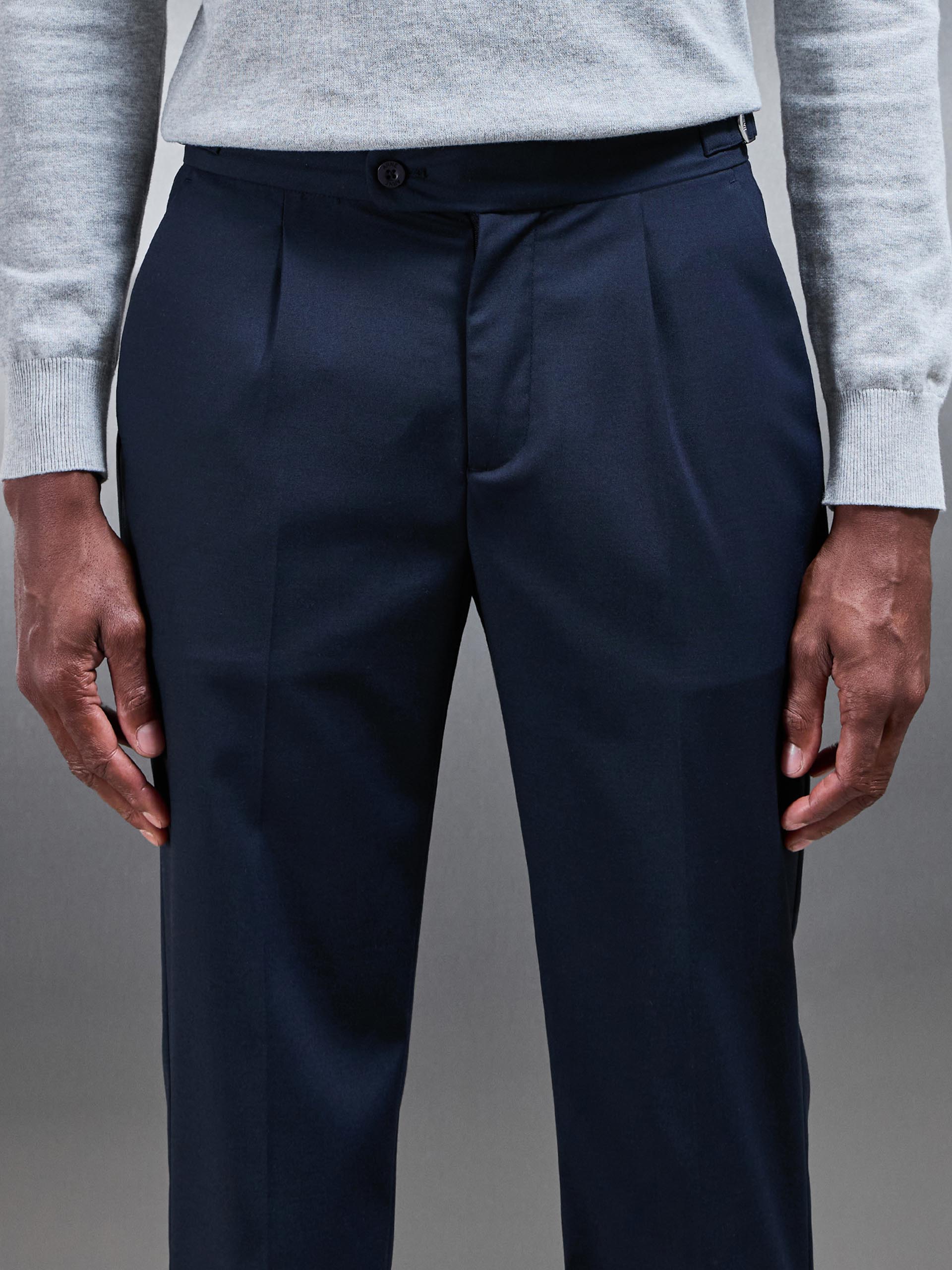 Formal Stretch Side Adjuster Trouser in Navy