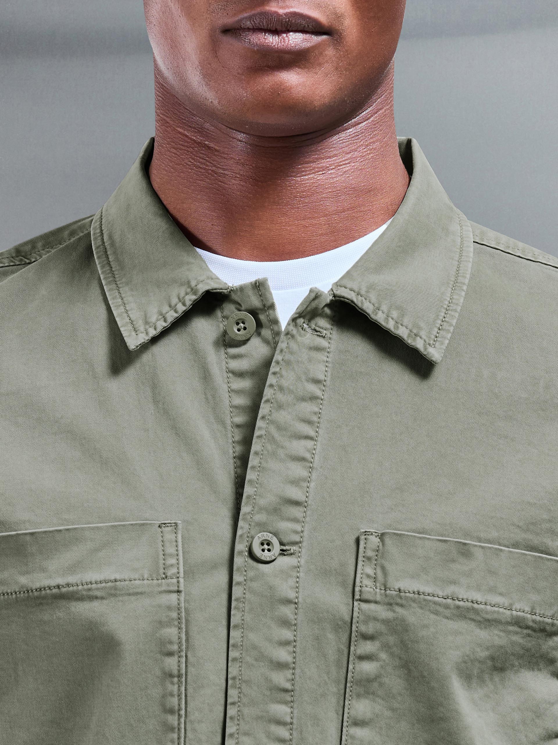 Garment Dye Overshirt in Olive