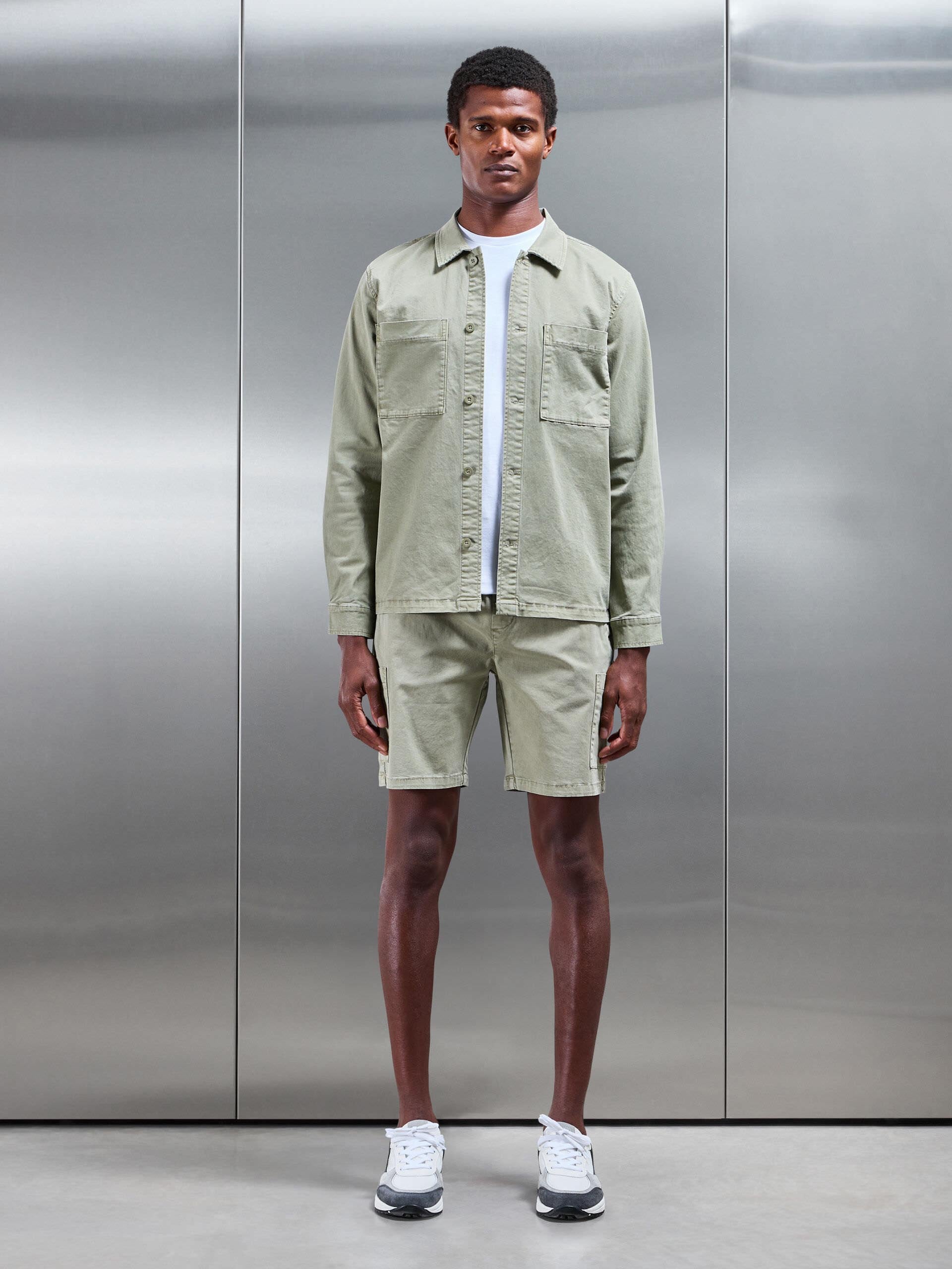 Garment Dye Overshirt in Olive