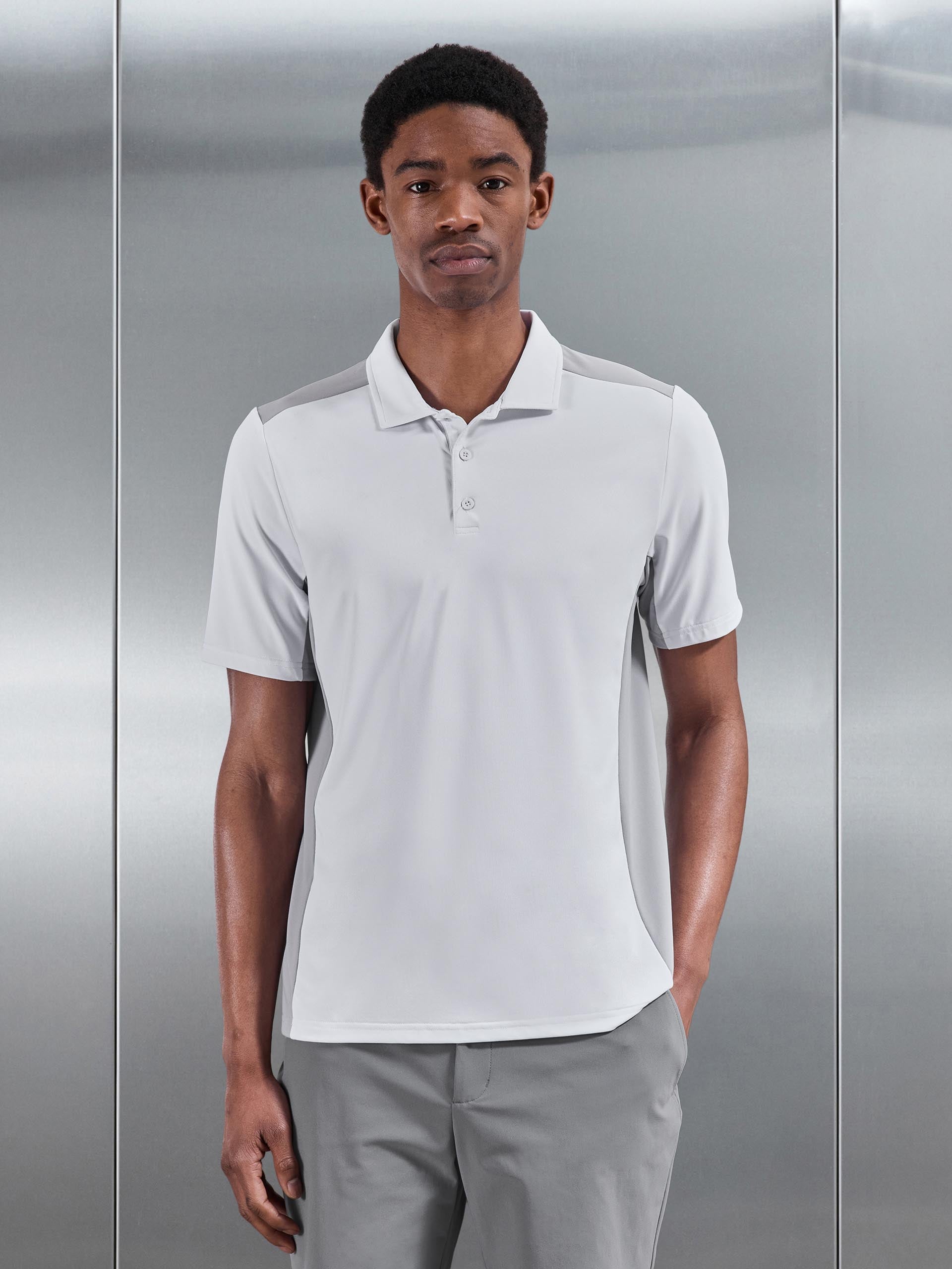 Golf Colour Block Polo Shirt in White
