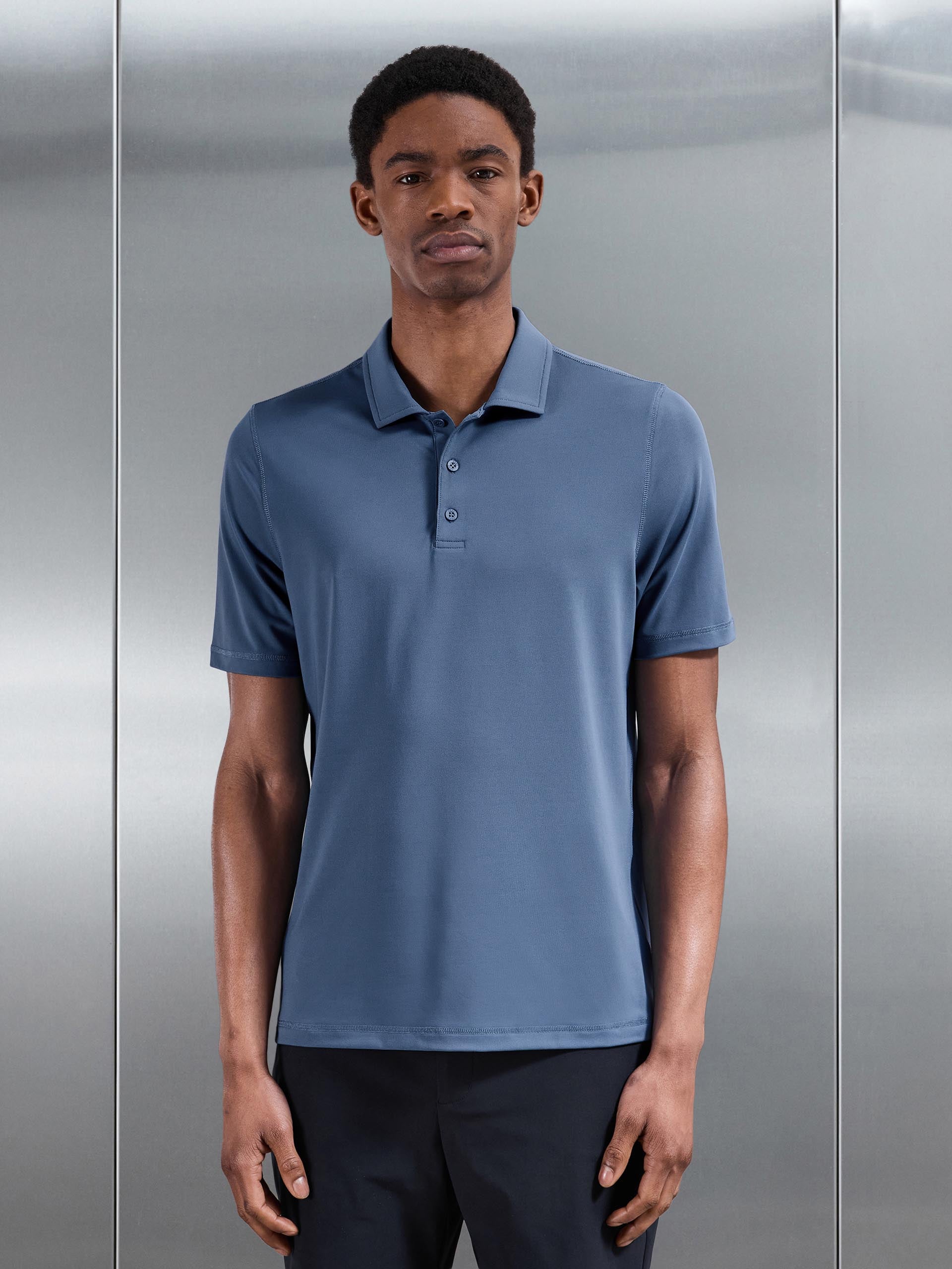 Golf Polo Shirt in Steel Blue
