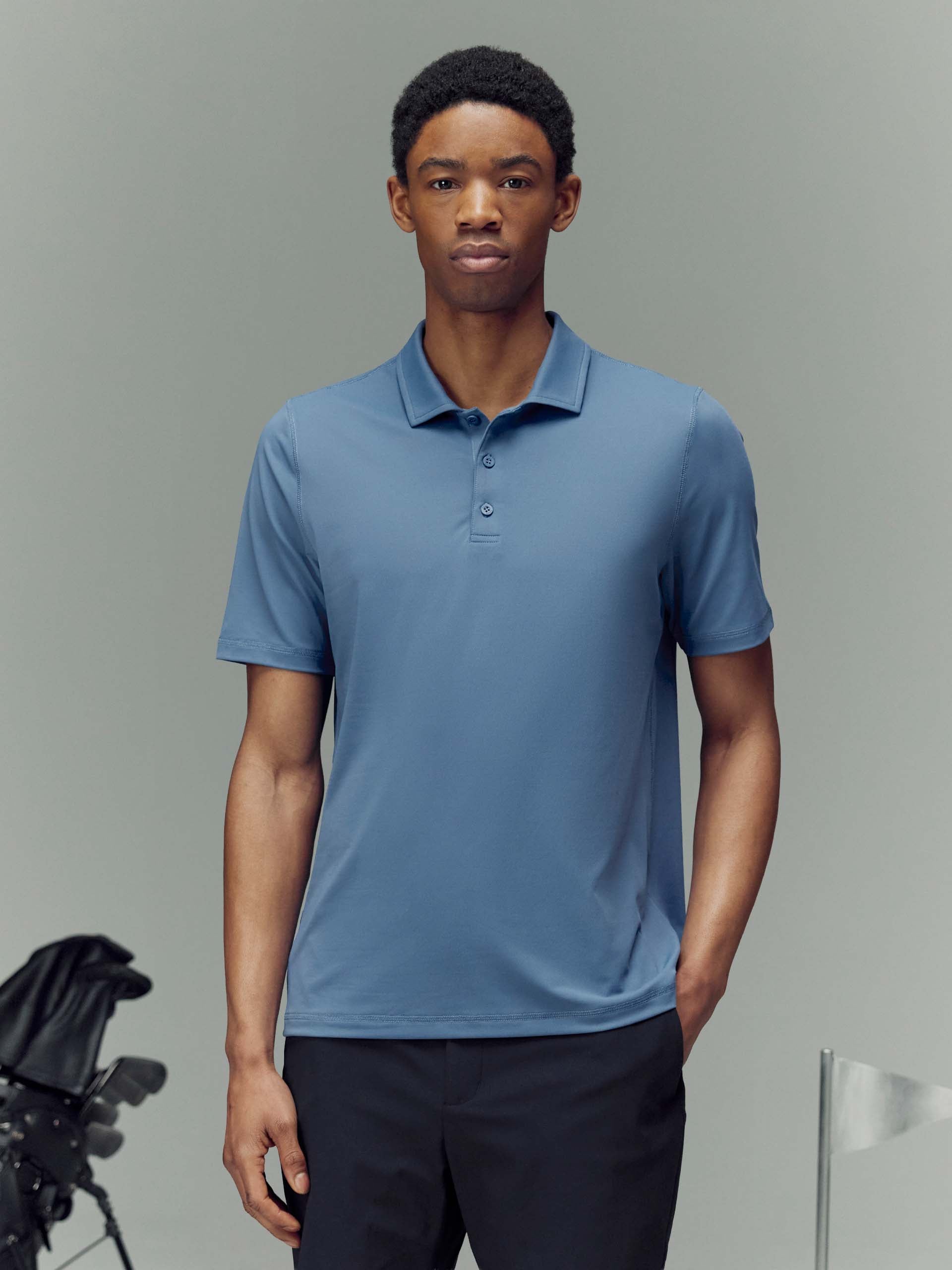 Golf Polo Shirt in Steel Blue