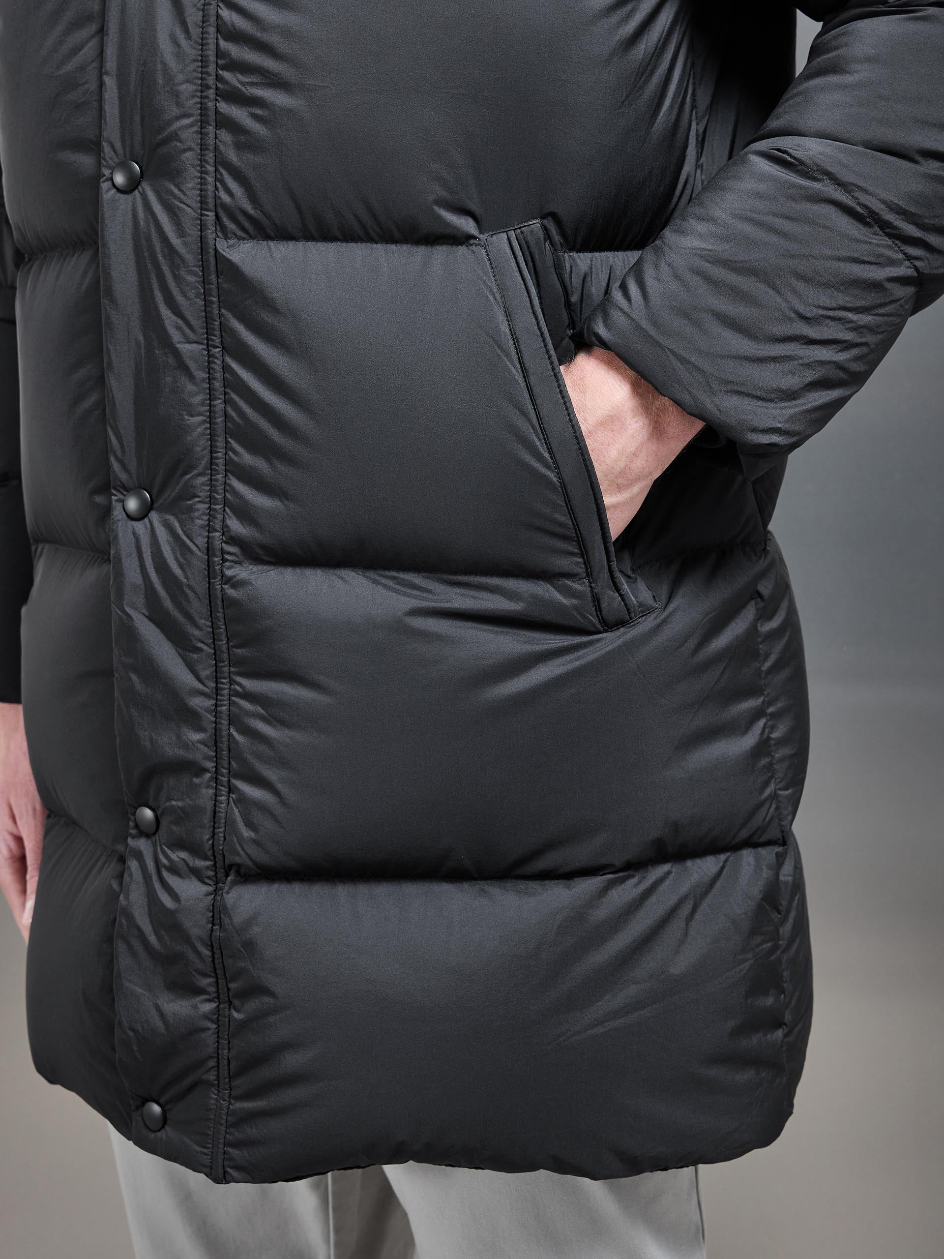 Goose Down Mid Length Jacket in Black
