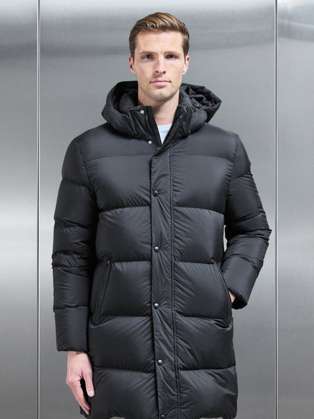 Goose Down Mid Length Jacket in Black