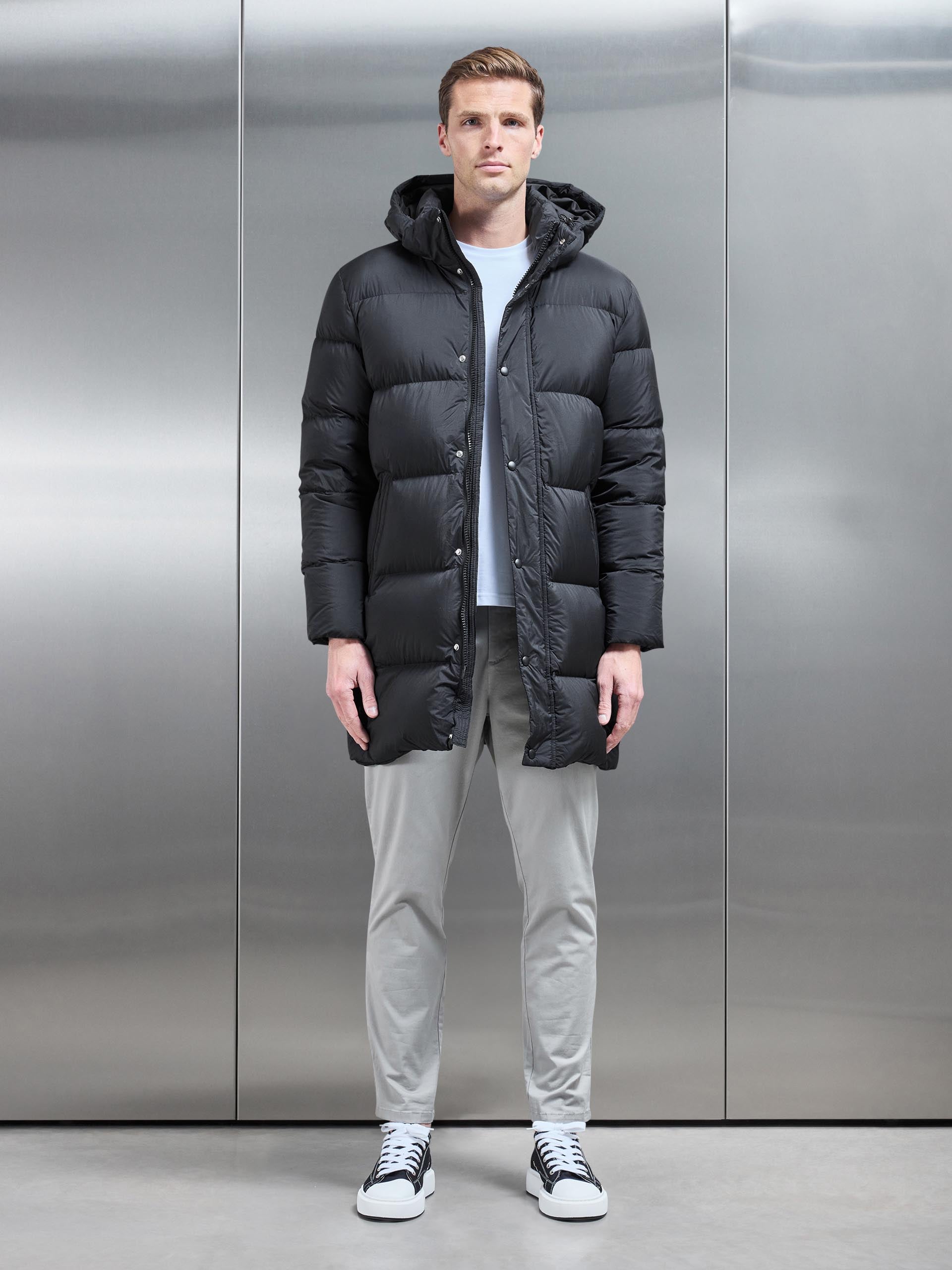 Goose Down Mid Length Jacket in Black