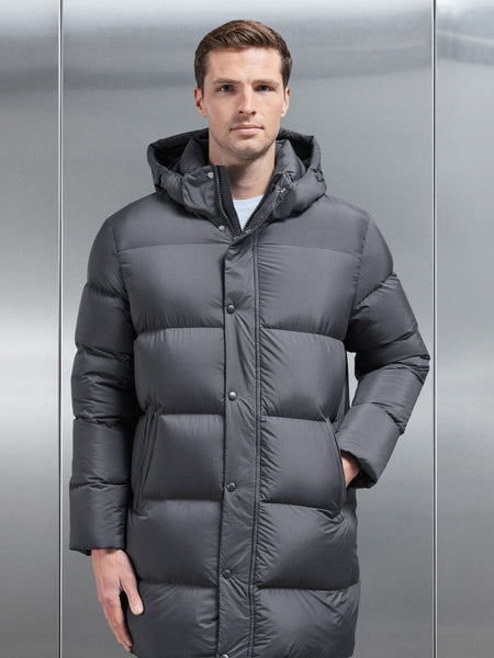 Goose Down Mid Length Jacket in Grey