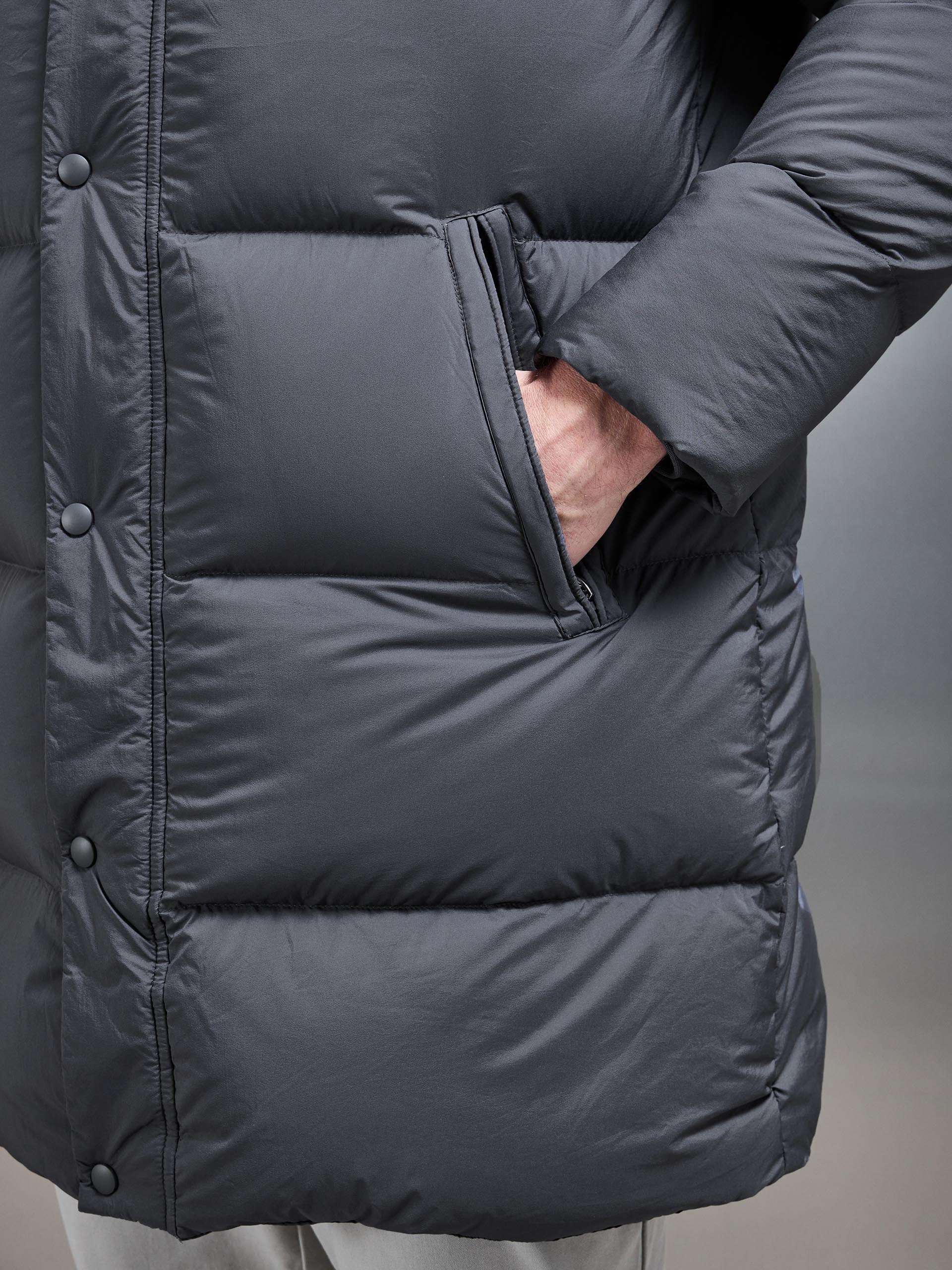 Goose Down Mid Length Jacket in Grey