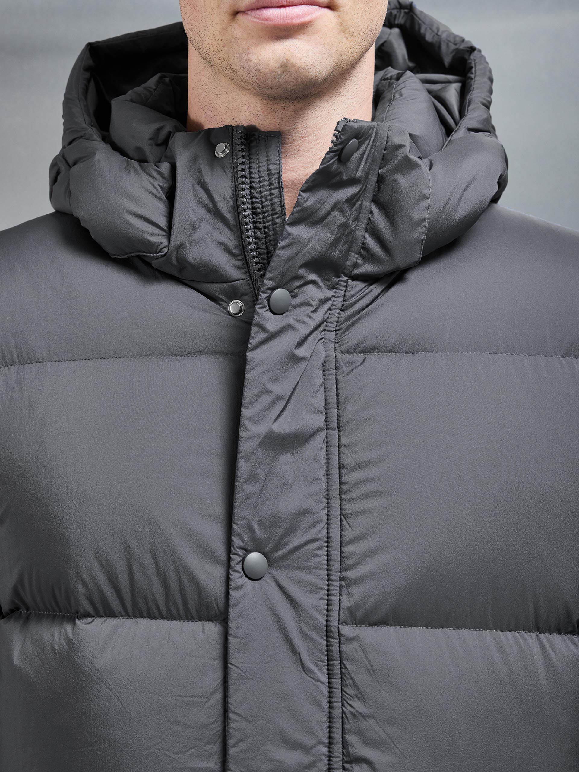 Goose Down Mid Length Jacket in Grey