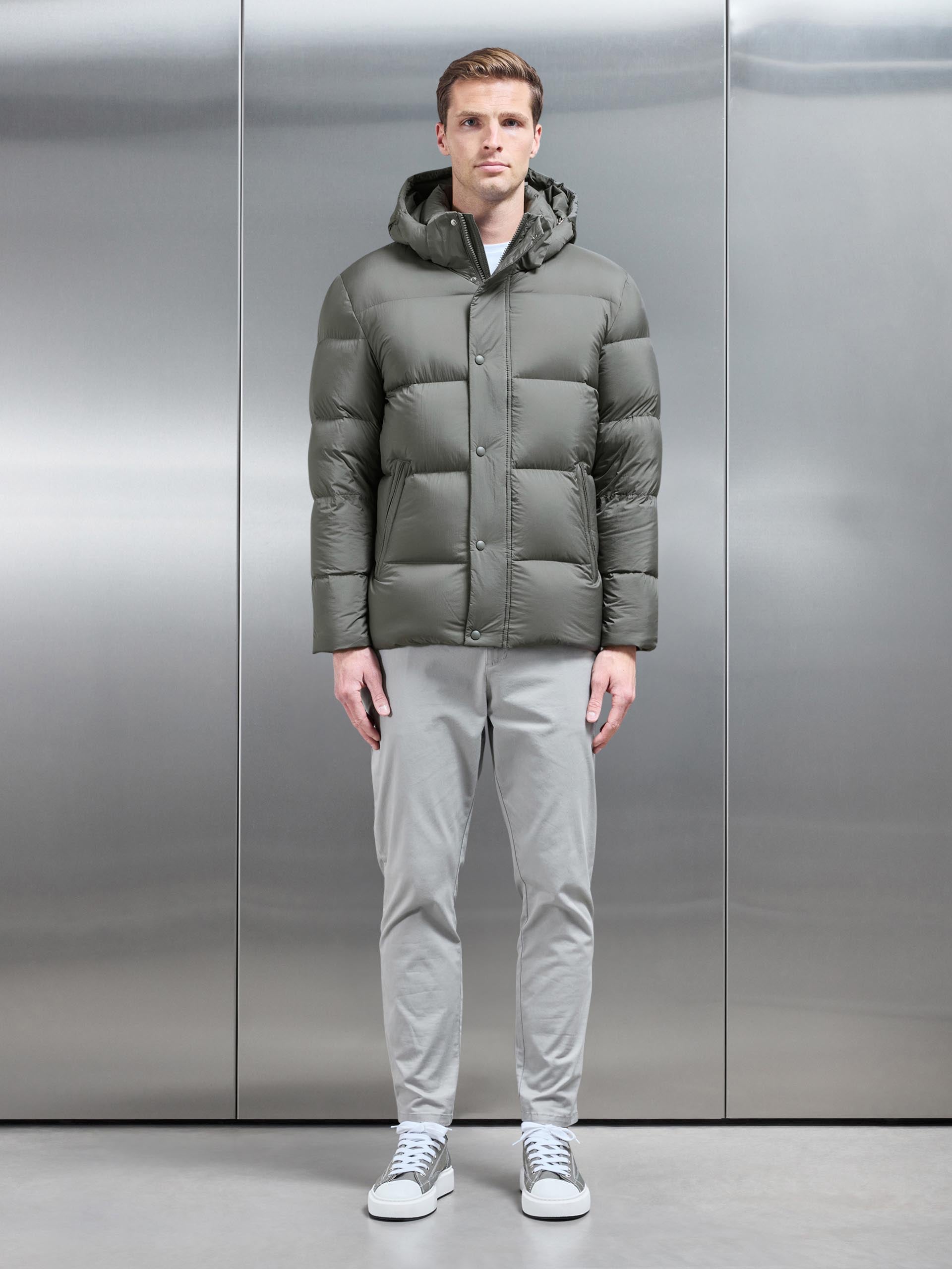 Goose Down Short Length Jacket in Olive