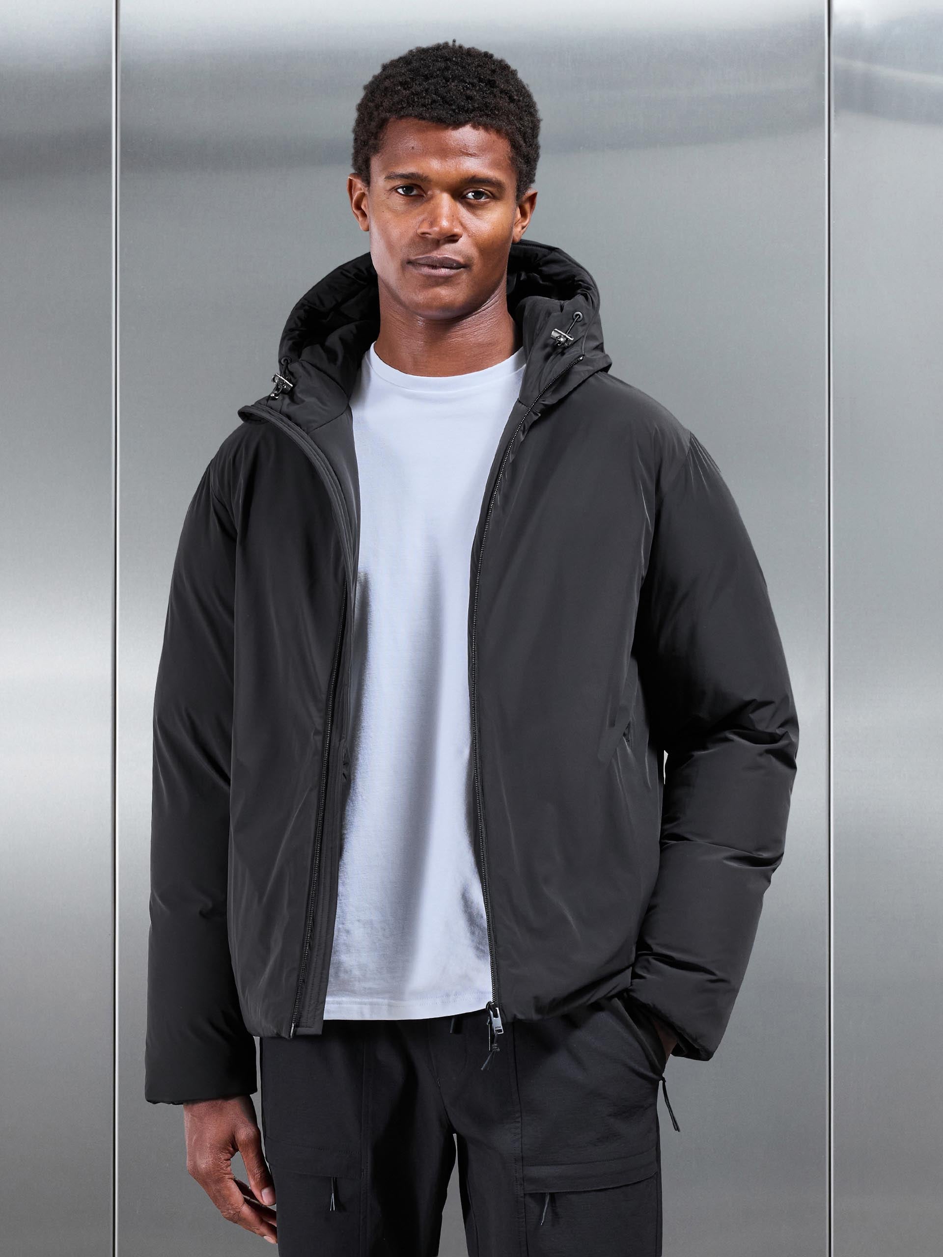 Hooded Puffer Jacket in Black