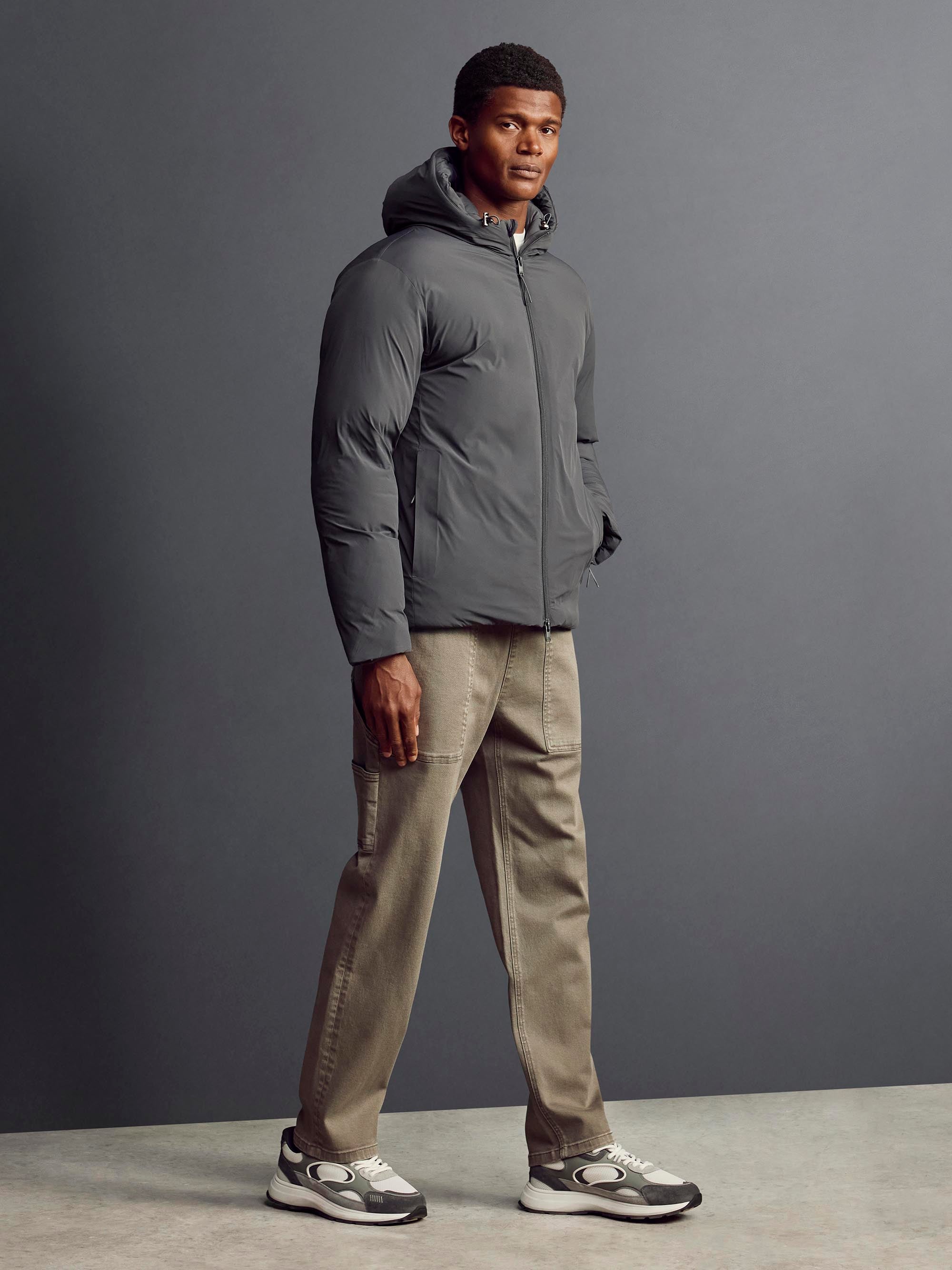 Hooded Puffer Jacket in Grey