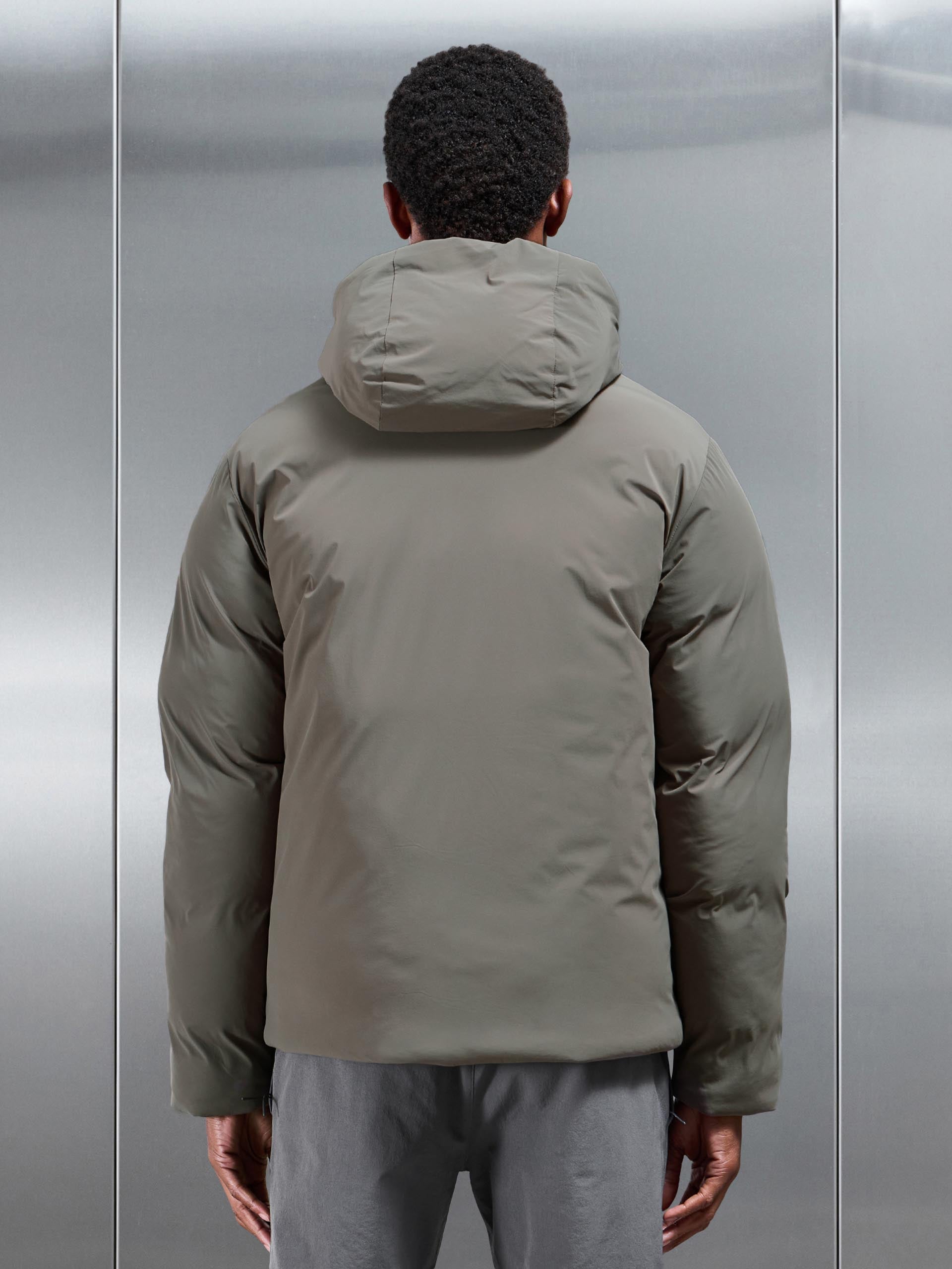 Hooded Puffer Jacket in Olive