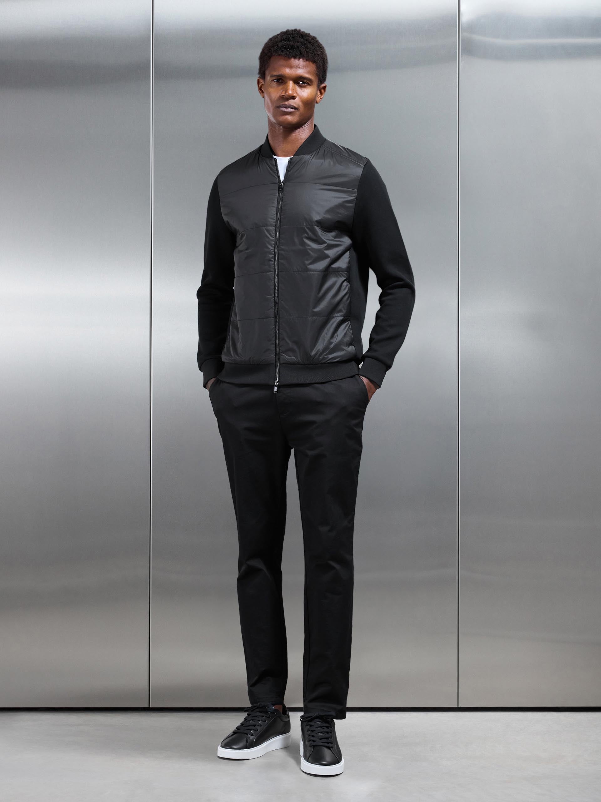 Hybrid Bomber Jacket in Black