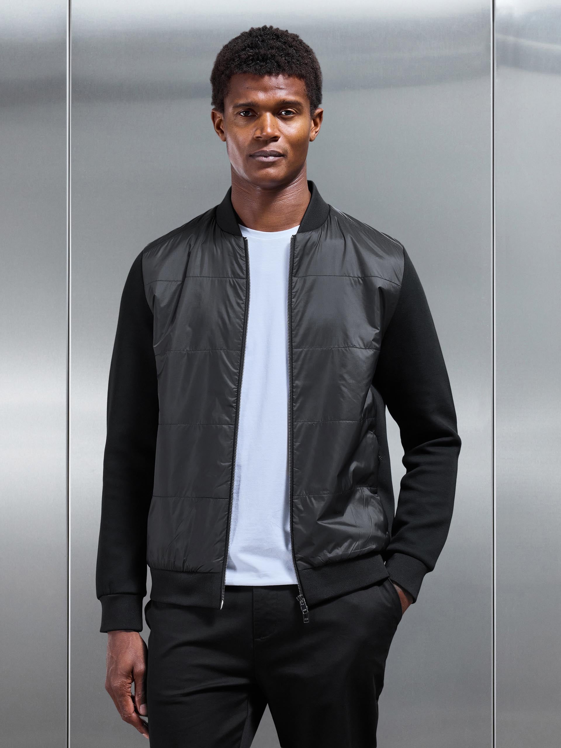Hybrid Bomber Jacket in Black