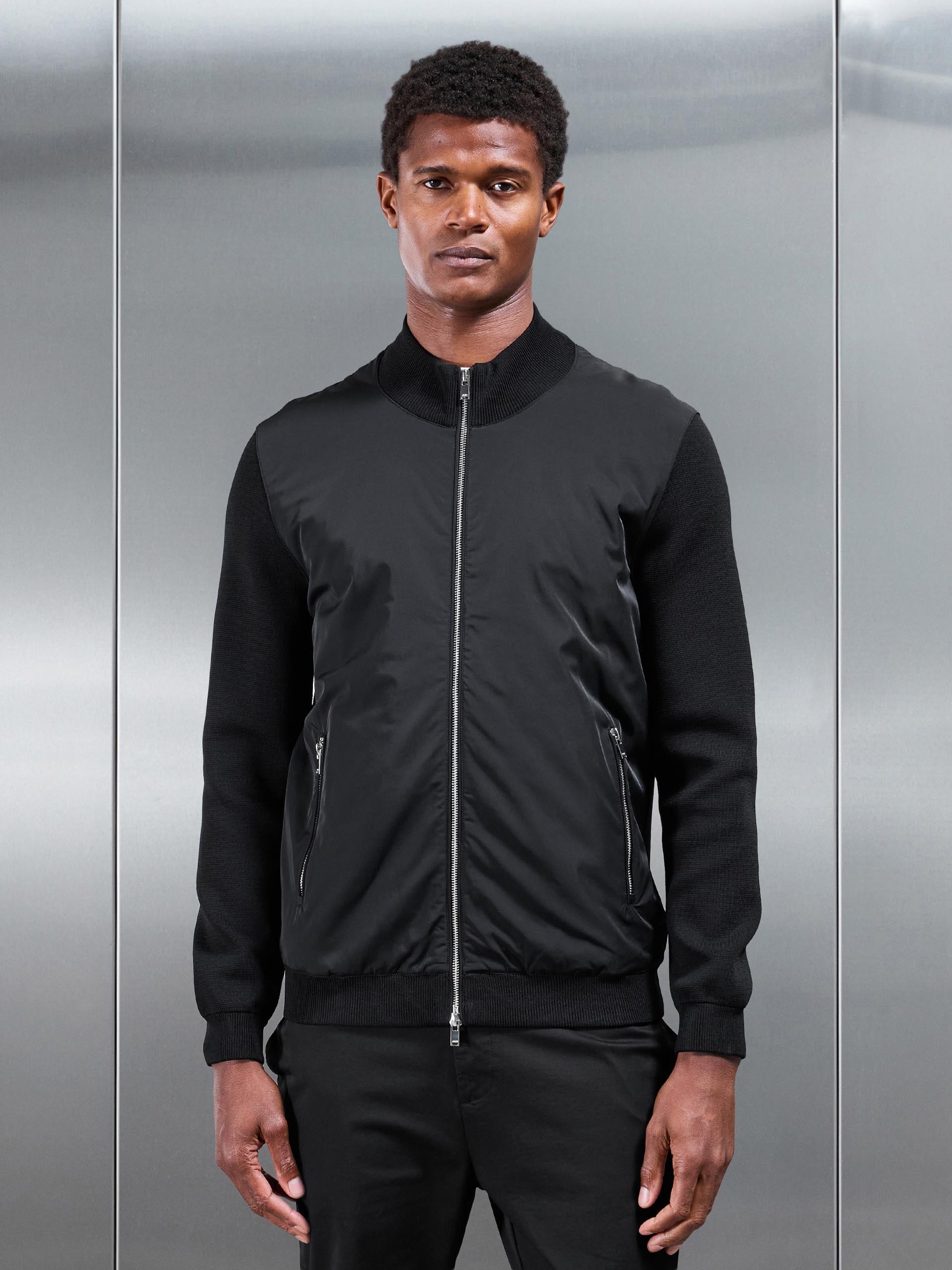 Hybrid Knitted Jacket in Black