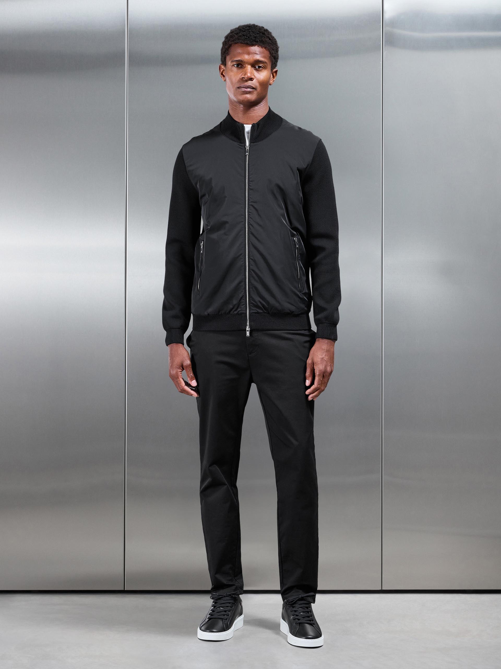 Hybrid Knitted Jacket in Black