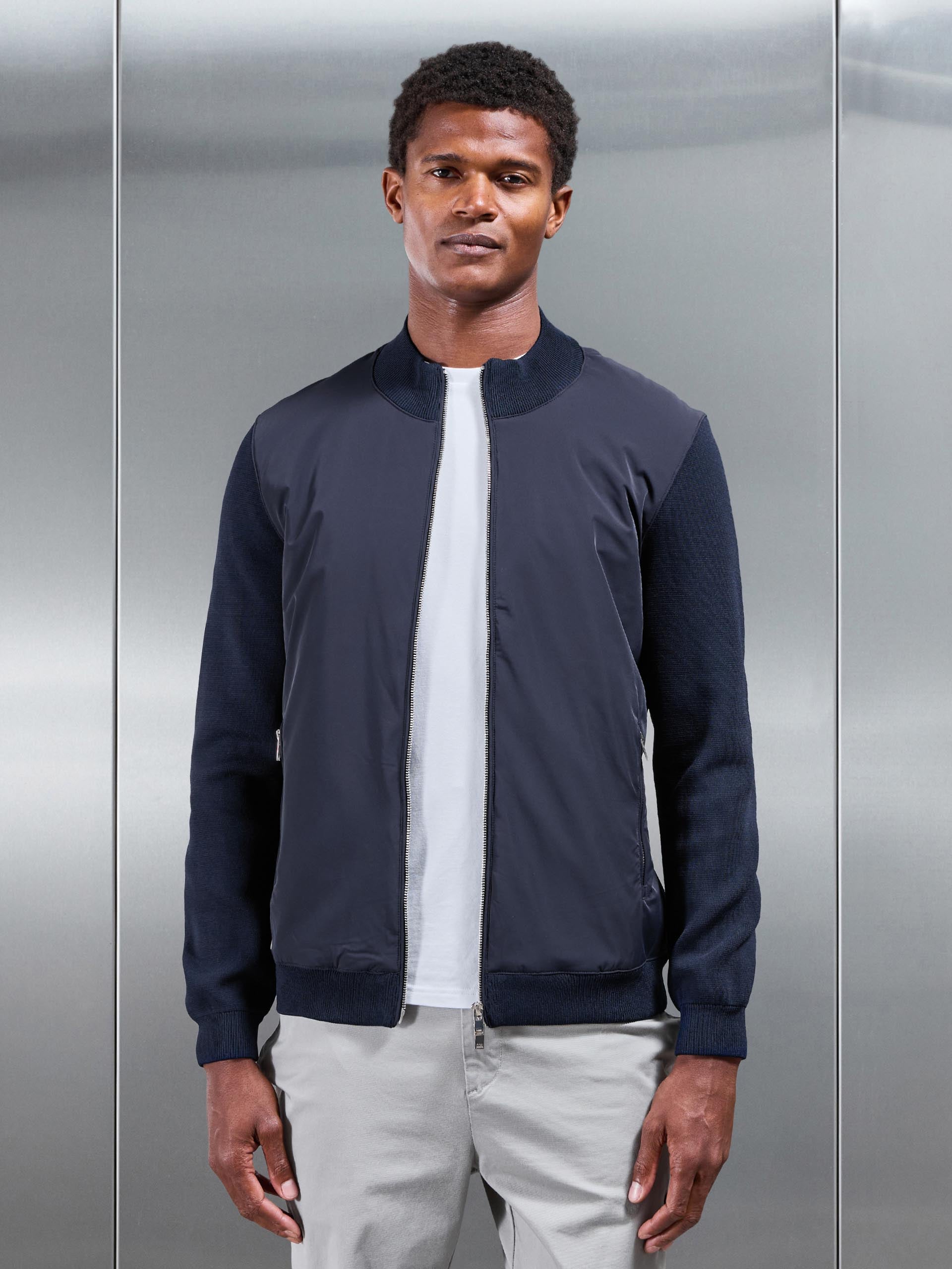 Hybrid Knitted Jacket in Navy