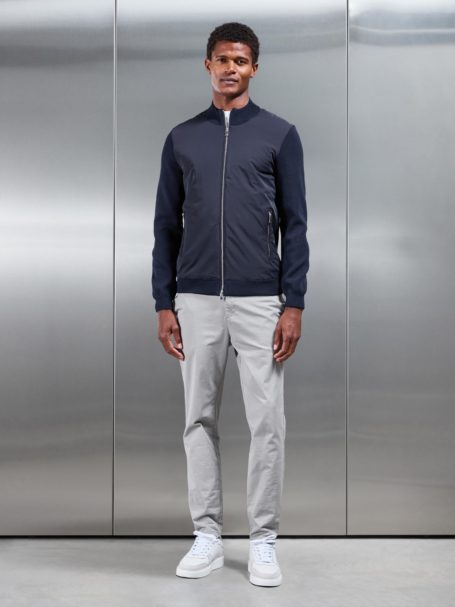 Hybrid Knitted Jacket in Navy