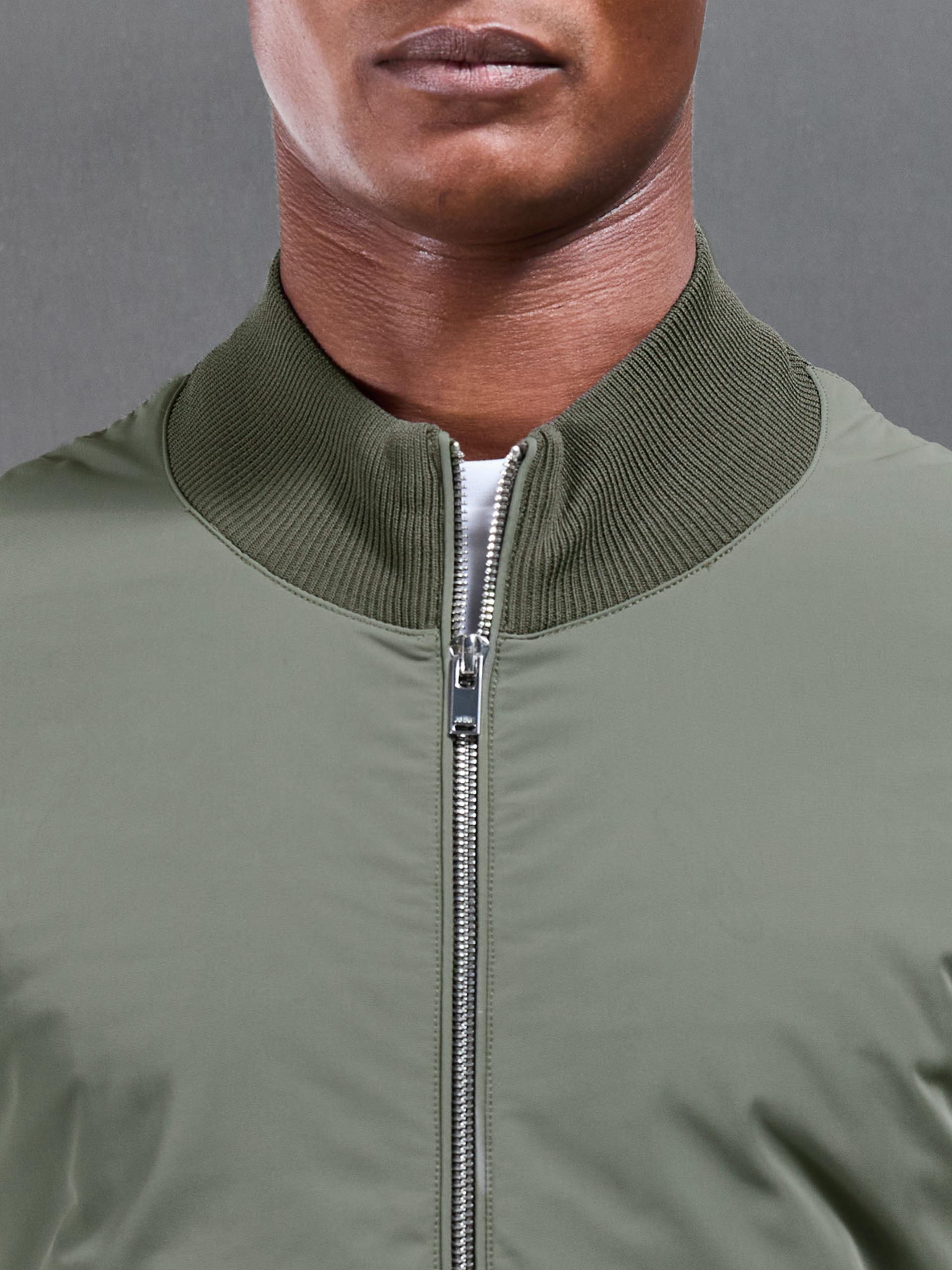 Hybrid Knitted Jacket in Olive