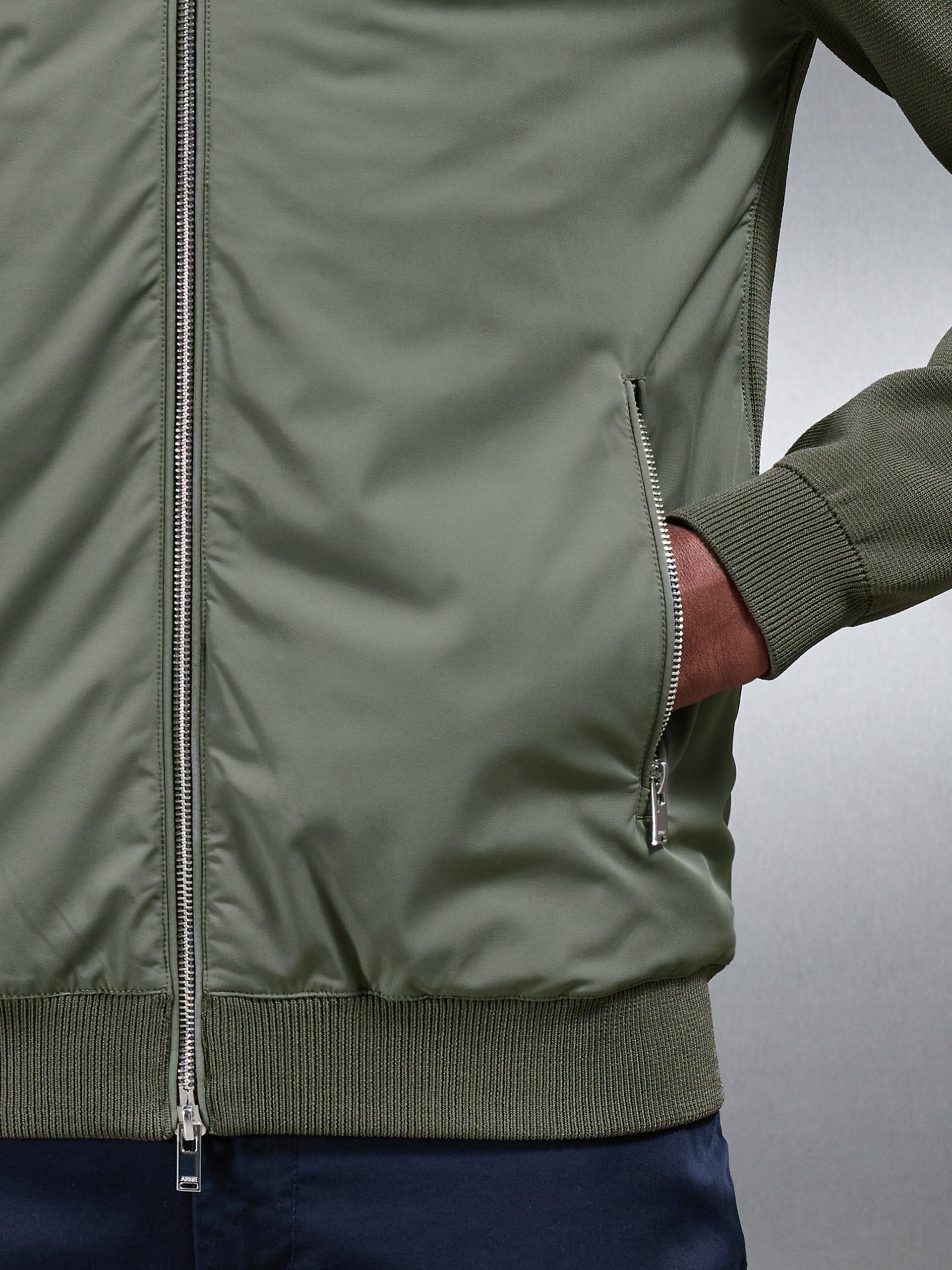 Hybrid Knitted Jacket in Olive