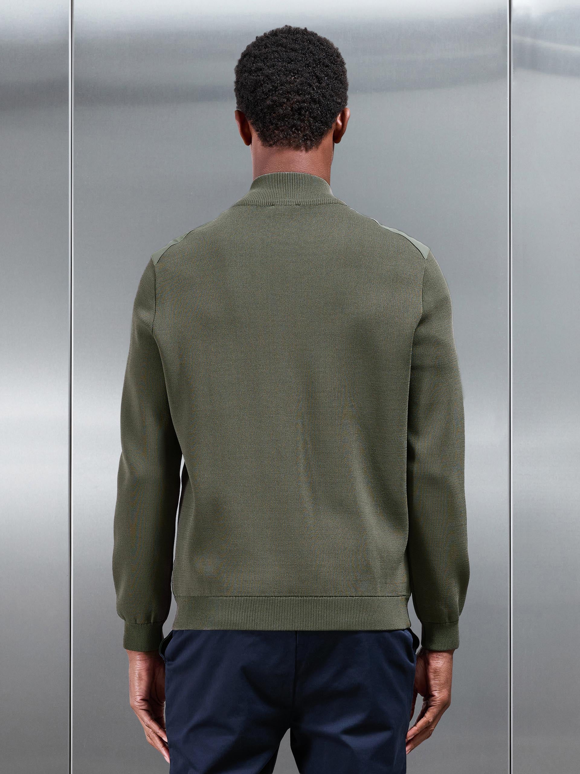 Hybrid Knitted Jacket in Olive