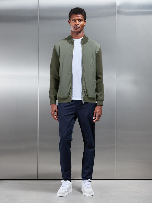 Hybrid Knitted Jacket in Olive